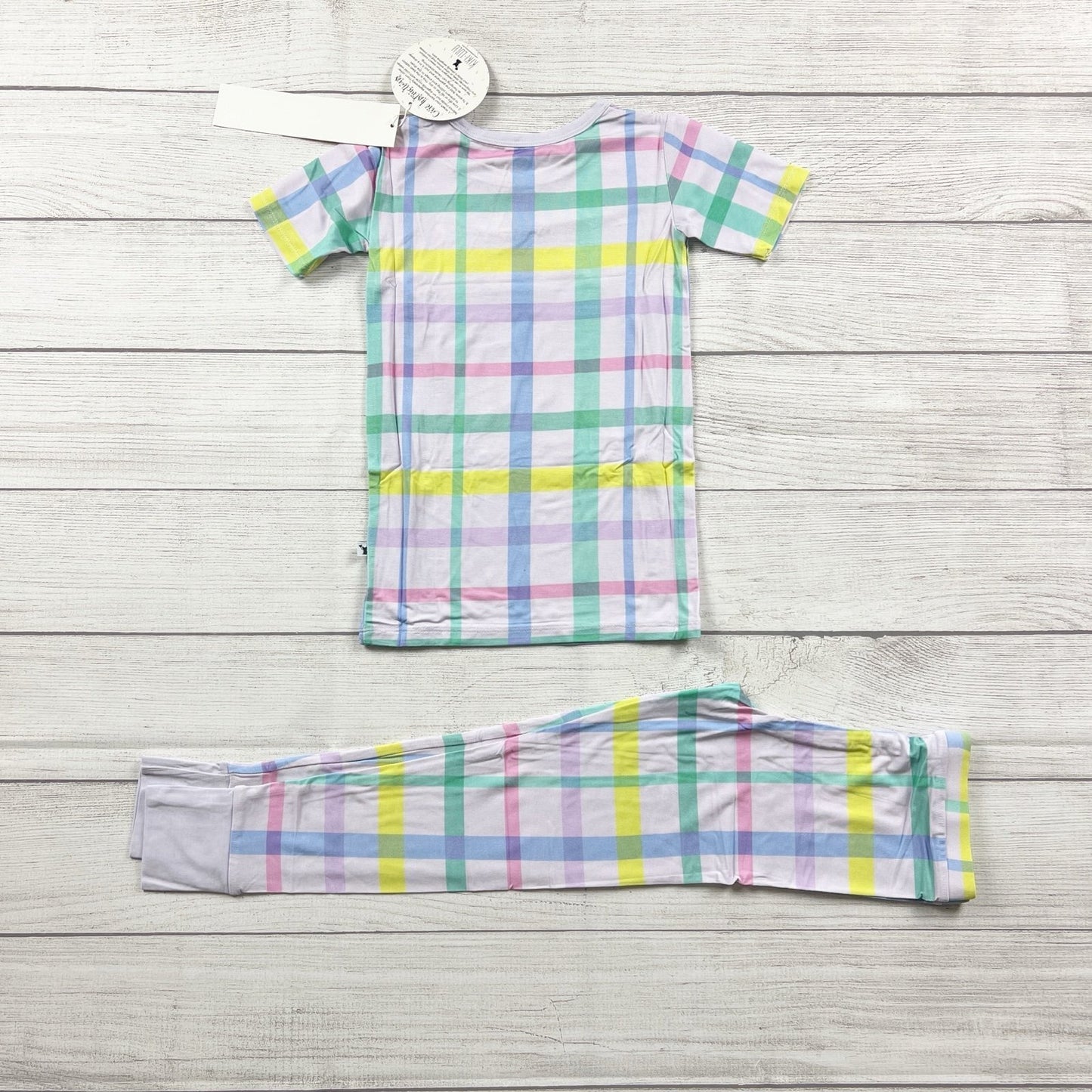 Kiki + Lulu Kids Bamboo Pajamas Set Pastel Plaid 2pc NWT 5-6