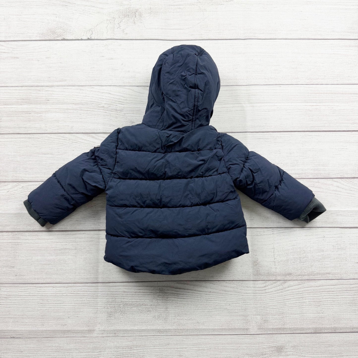 Rothschild Baby Puffer Jacket Navy Blue Hooded Coat Sherpa Lined Winter