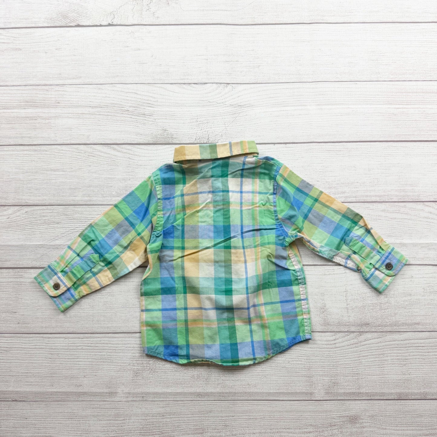Cat & Jack Baby Boys Plaid Button Down Shirt Long Sleeve Multicolor 12-18 Months