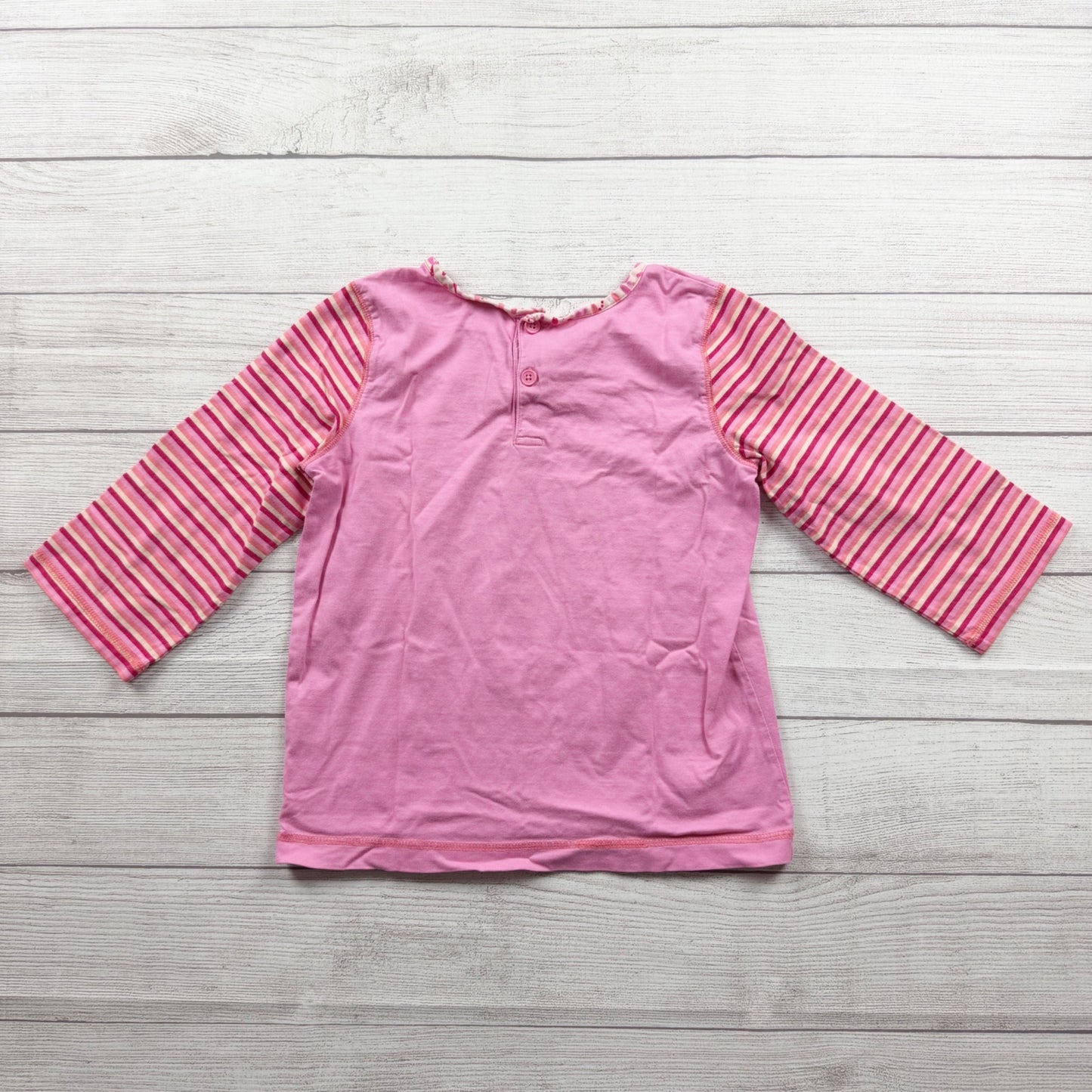 Hanna Andersson Girls Long Sleeve T-Shirt Pink Striped Sleeve Crew Neck Tee 10