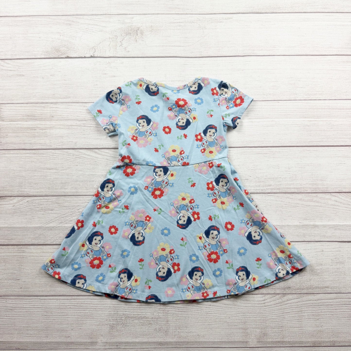 Disney Princess Snow White Girls Blue Dress Short Sleeve Printed Flowers 5T