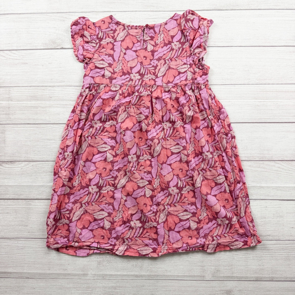 Gap Kids Floral Print Short Sleeve Dress Pink Purple Girls L 10