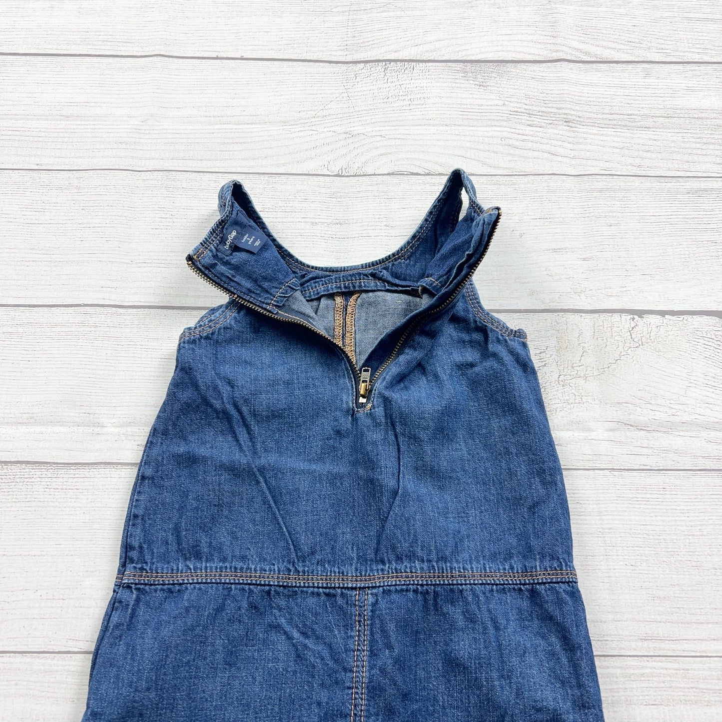 Gap Kids Blue Denim Sleeveless Toddler Shift Dress Jumper Pockets 2T