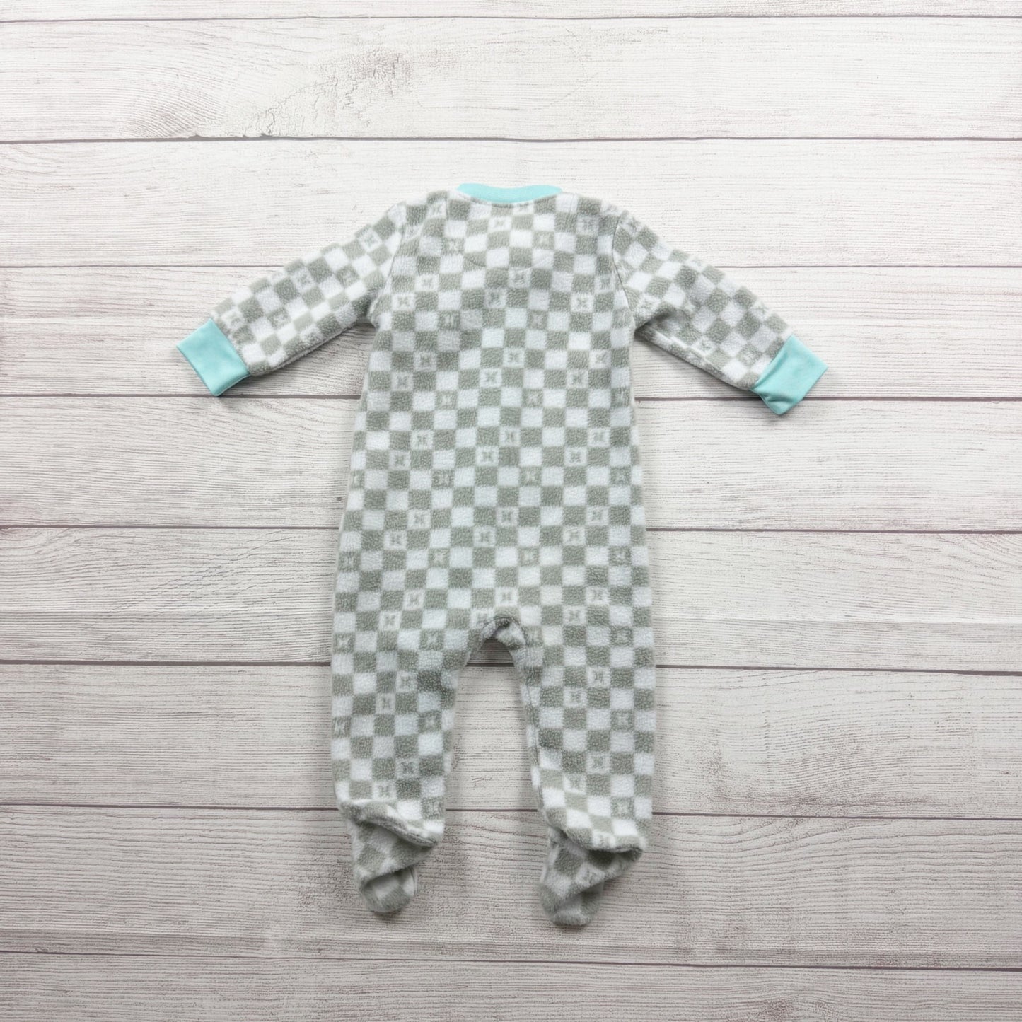 Hurley Baby Boys Checkered Fleece Footed Sleeper Pajamas One Piece 3-6 Months