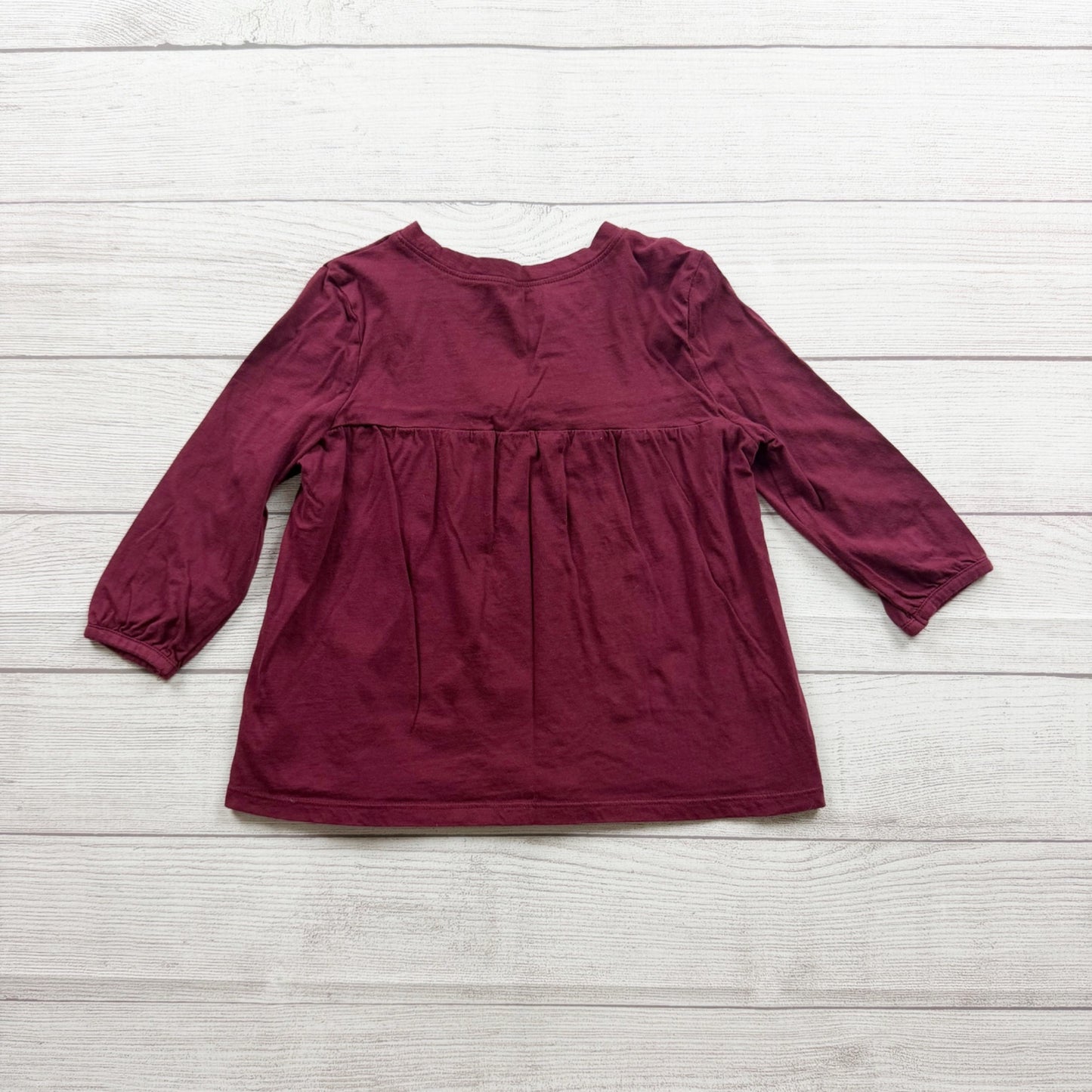 Old Navy Girls Maroon Long Sleeve Tunic Dress "Hoo Loves You" Embroidery S 6-7