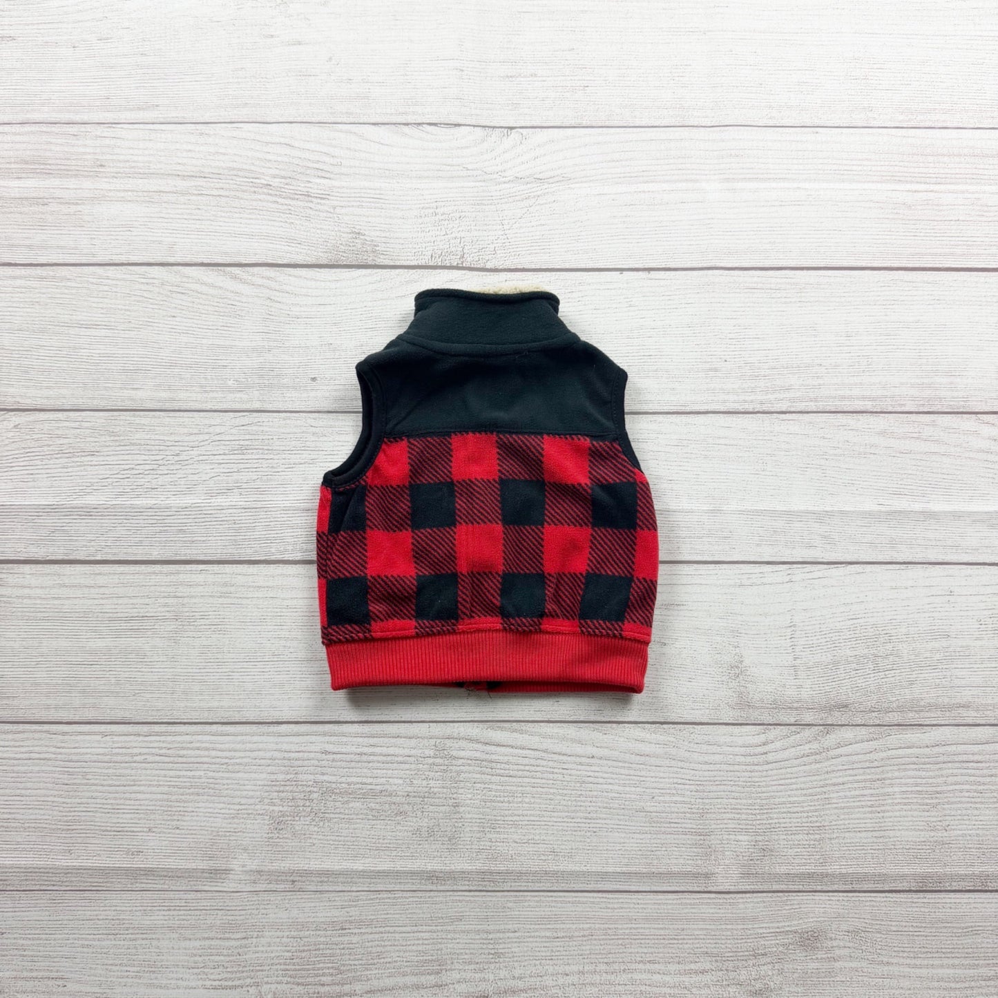 Carters Baby Buffalo Plaid Sherpa-Lined Fleece Vest Red & Black 0-3 Months