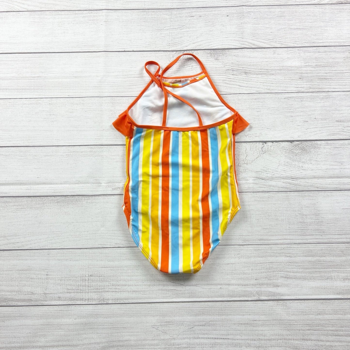 DreamWorks Spirit Riding Free Girls One Piece Swimsuit Rainbow Stripe Ruffle S