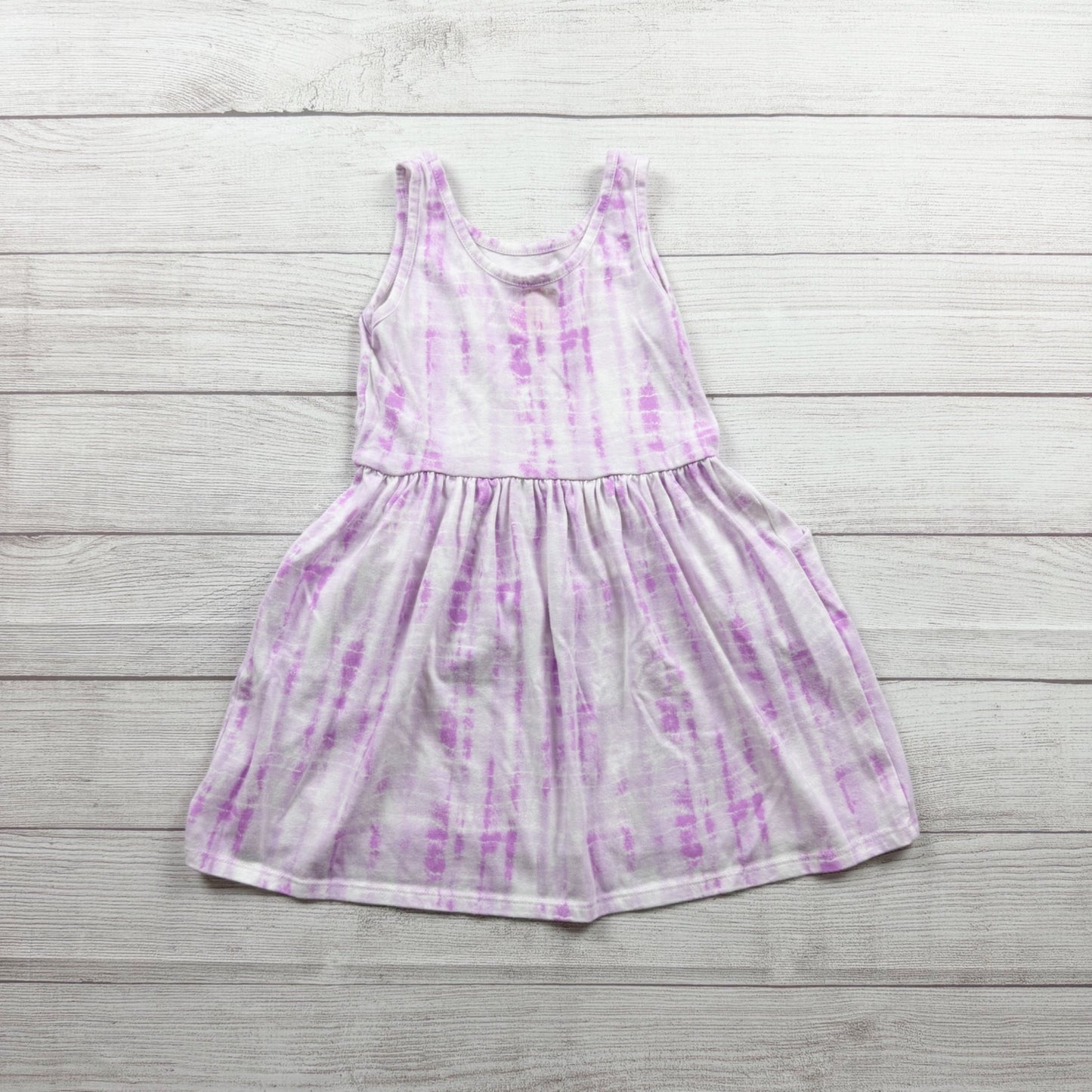 Cat & Jack Girls Purple Tie Dye Dress Lightweight Casual Design Sleevess S 6-7