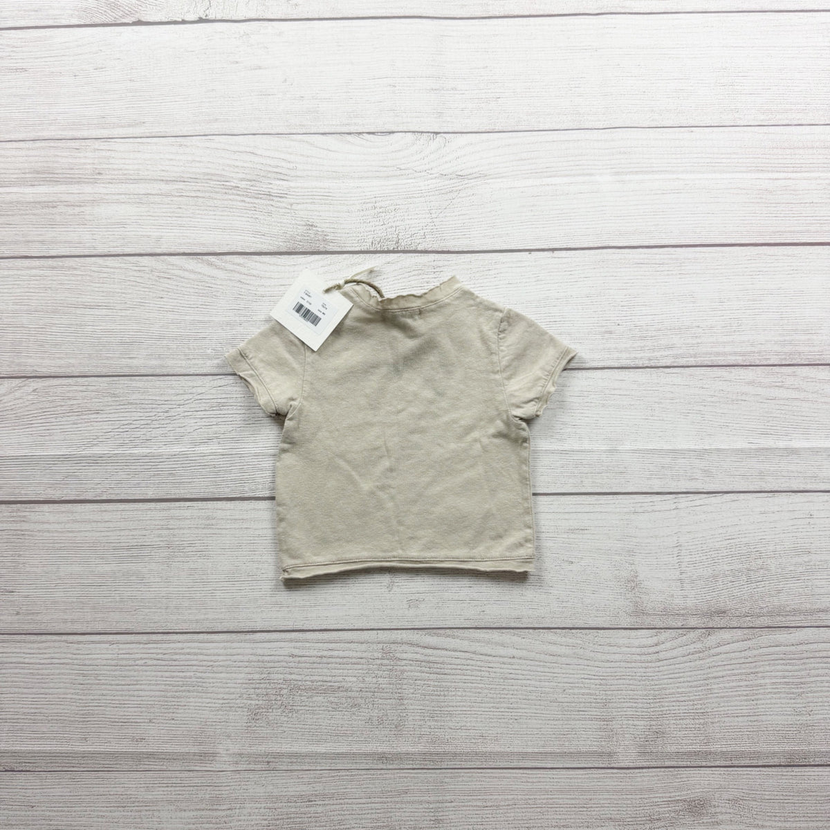 Tiny Soul Short Sleeve Button Detail Top Beige Cotton Linen Blend NWT 3-6 Months