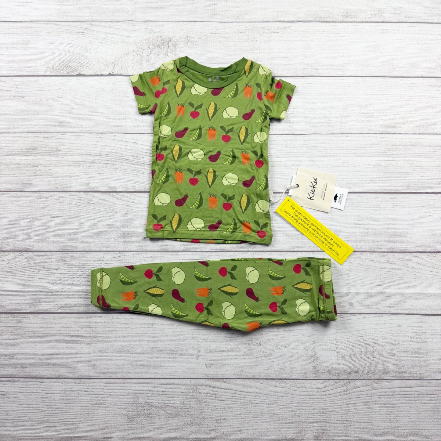Kickee Pants Toddler Pajamas Set Veggie Print Bamboo Viscose 2-Piece NWT 3T