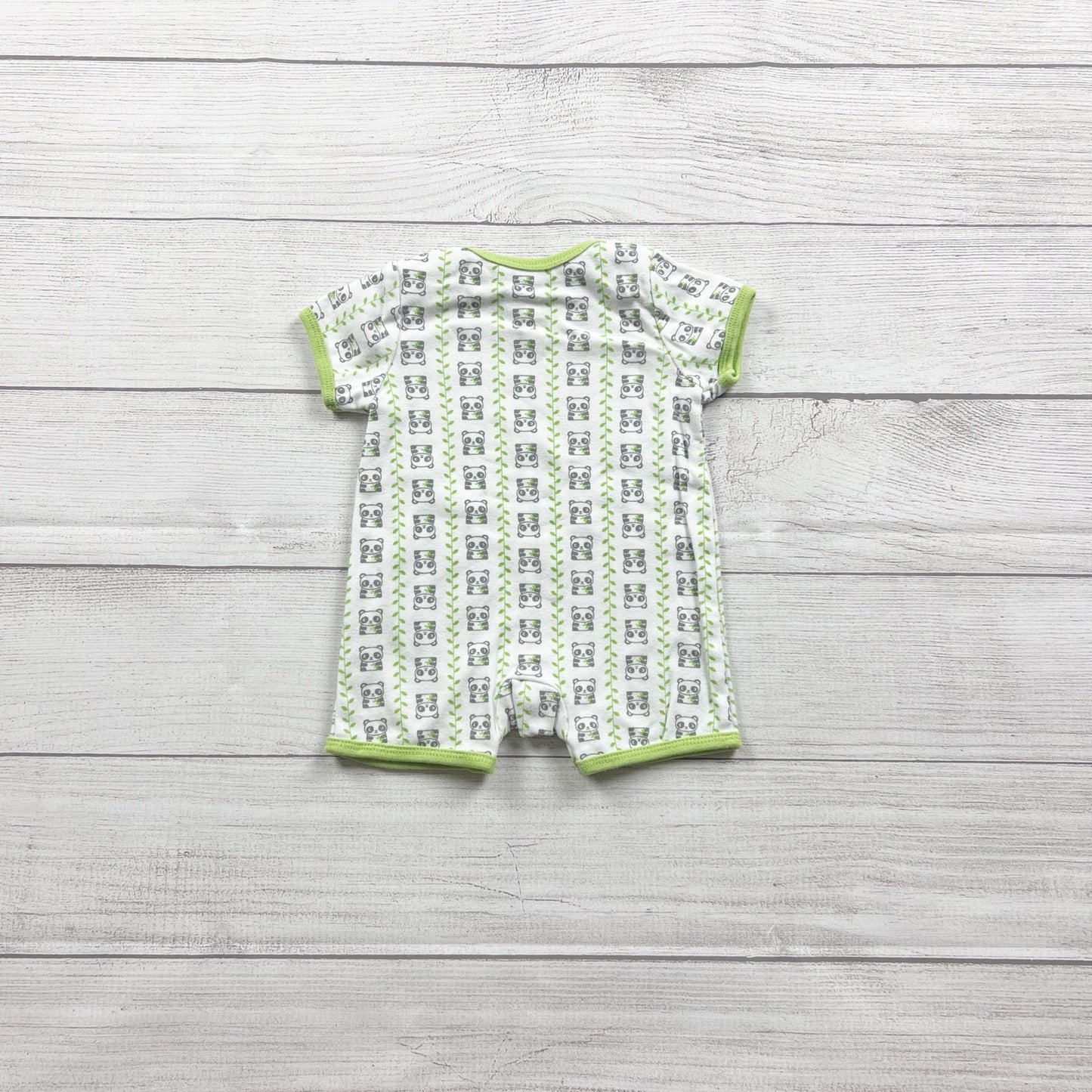 Old Navy Baby Panda Graphic Short Sleeve Romper Green 0-3 Months