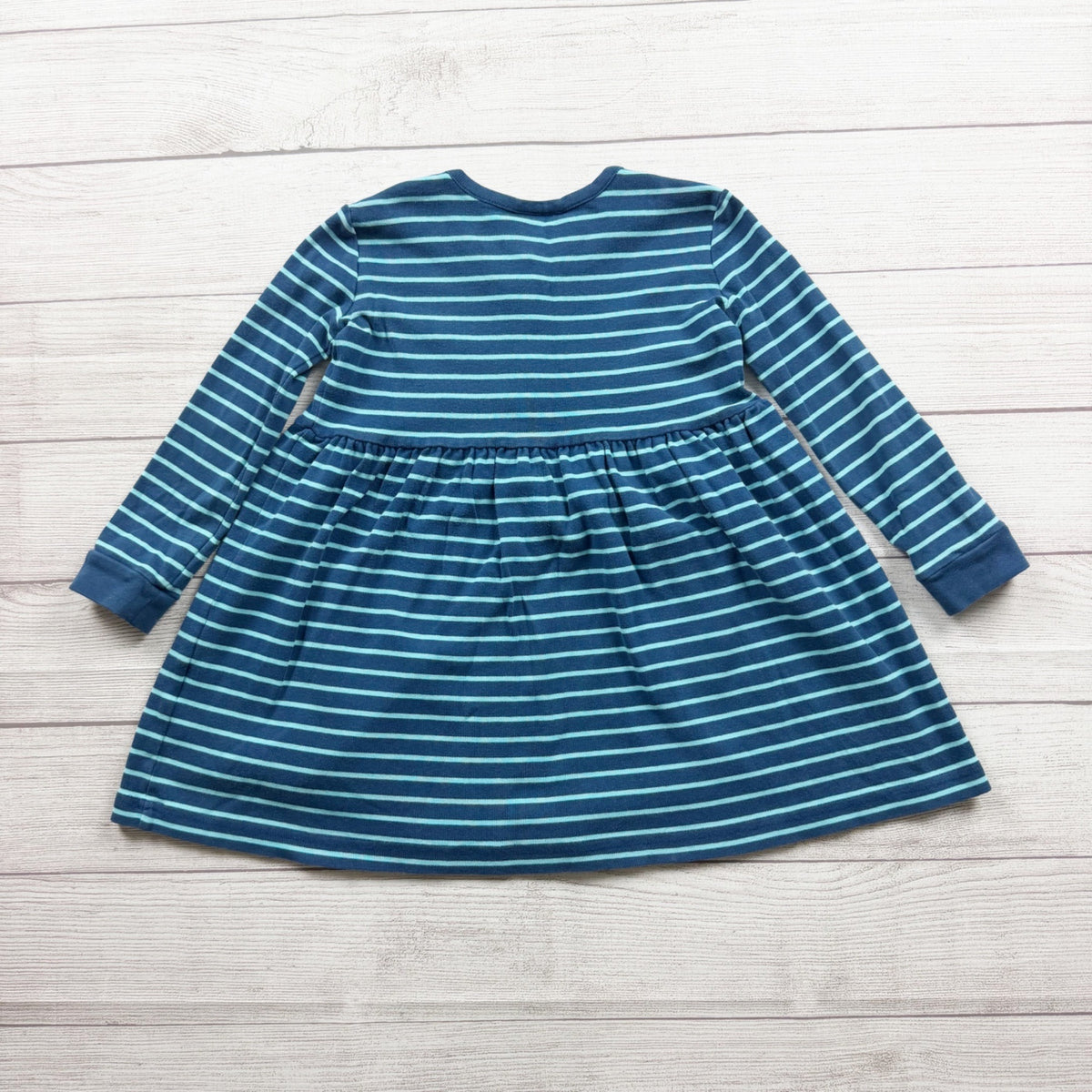Hanna Andersson Girls Blue Striped Long Sleeve Button Front Dress 110 US 5