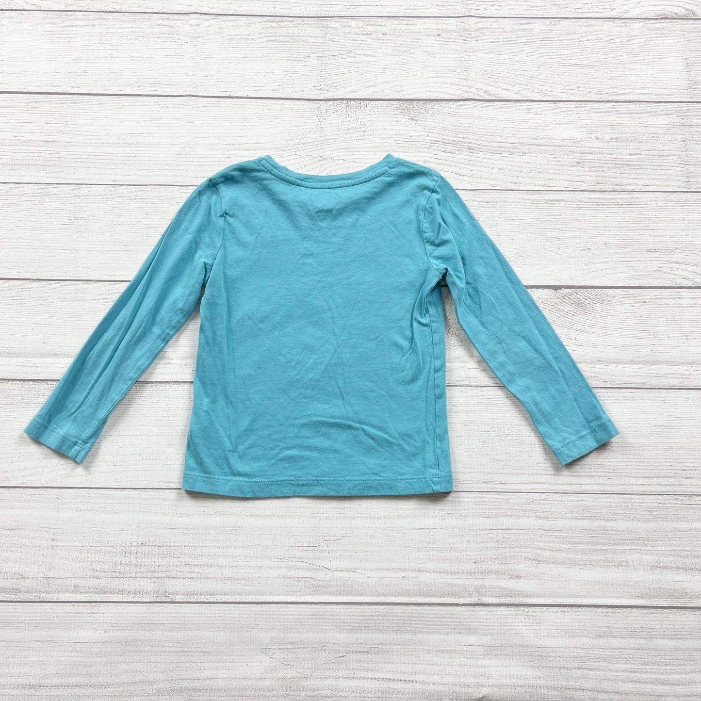 Disney Frozen Olaf Girls Long Sleeve Shirt Teal “Snow It All” Graphic Tee XS 4-5