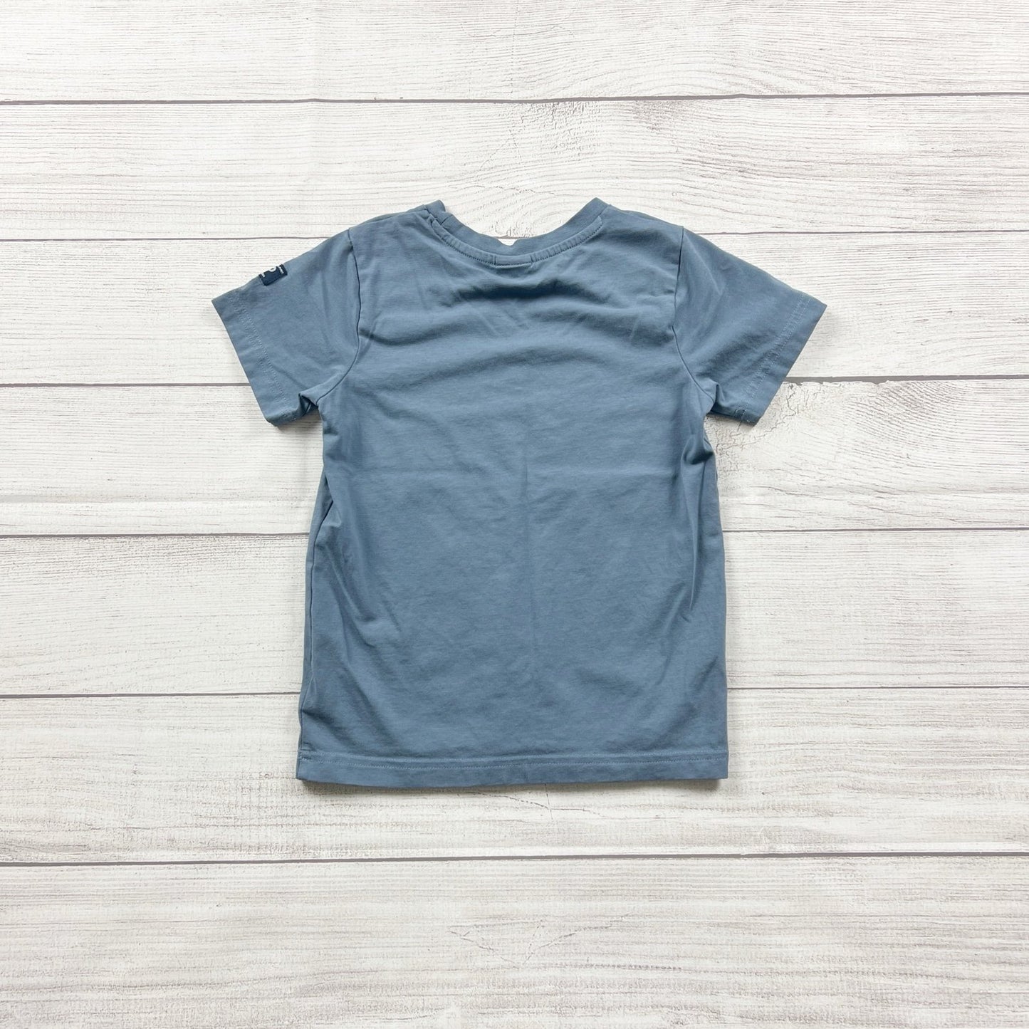 Polarn O. Pyret Kids T-Shirt Blue Scooter Graphic Organic Cotton Tee 4-5