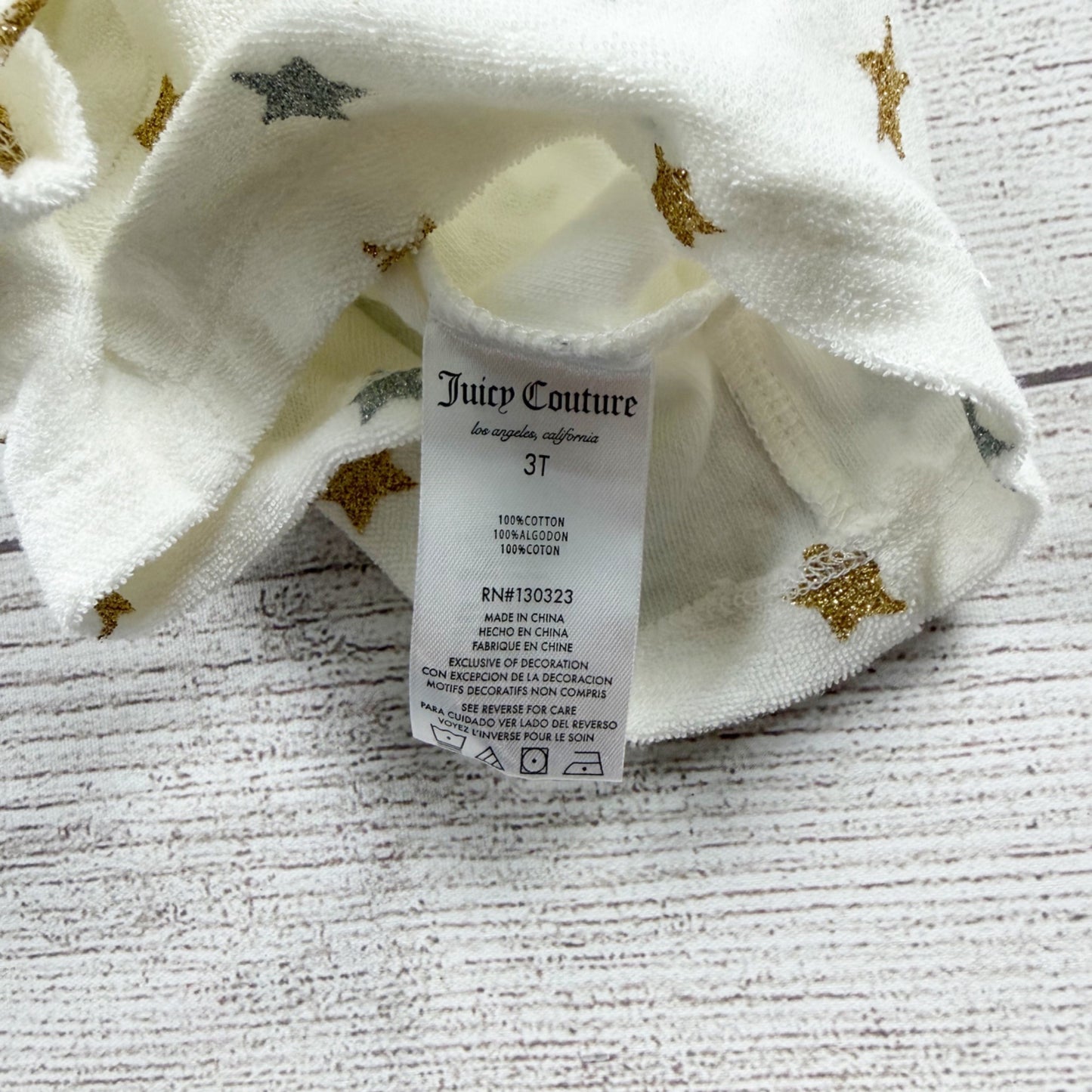 Juicy Couture Toddler Girl Terry Romper Hoodie Star Print Zip Up NWT 3T