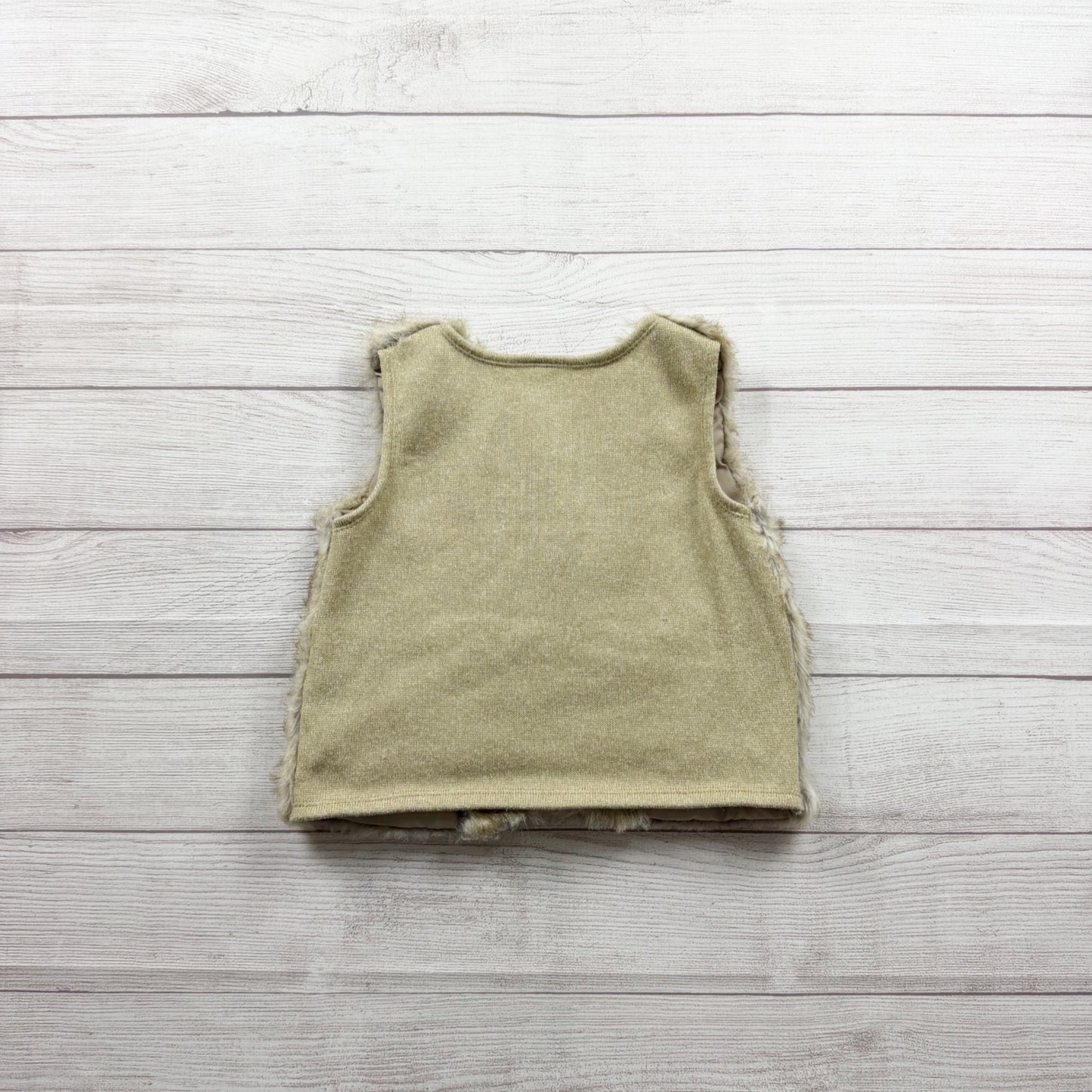 Wonder Nation Girls Faux Fur Vest With Lining Beige Tan S 6-7