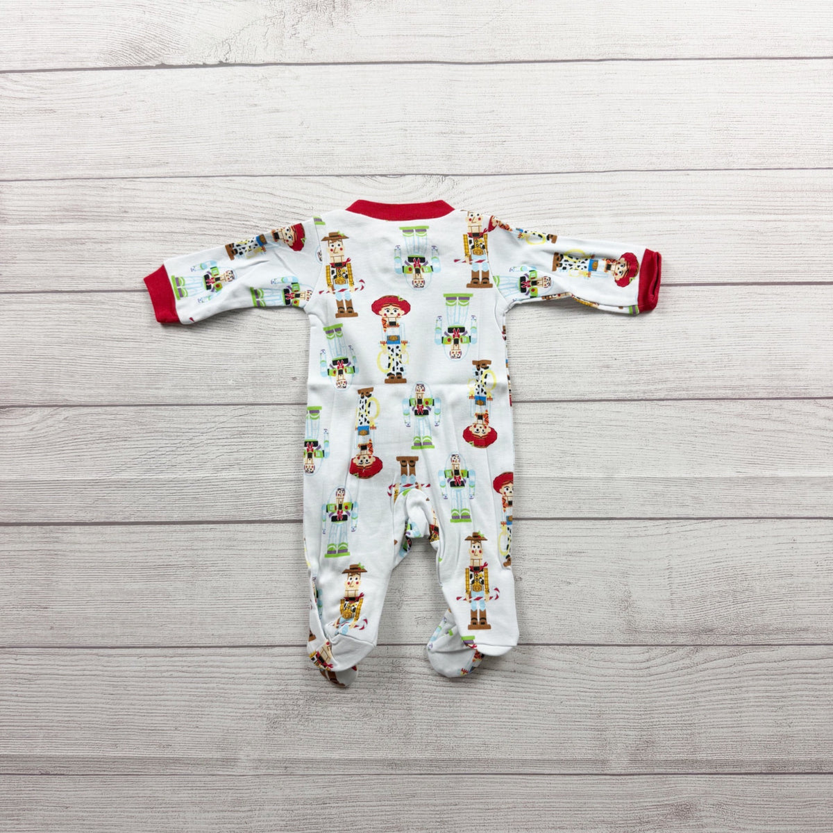 Disney Pixar Toy Story Footed Sleeper Pajamas White Full Zip Newborn