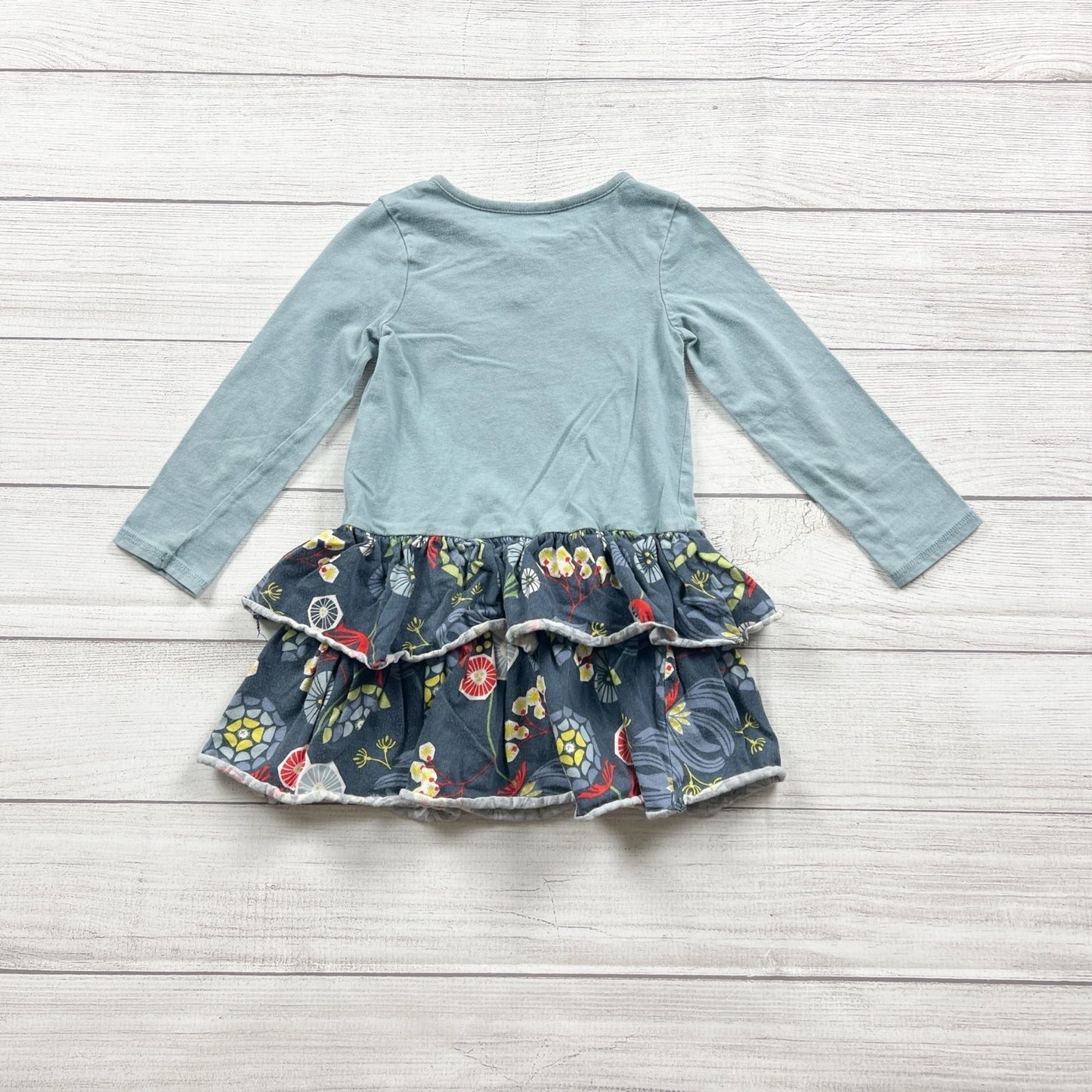 Tea Collection Toddler Girls Dress Long Sleeve Tiered Ruffle Skirt Floral 3T