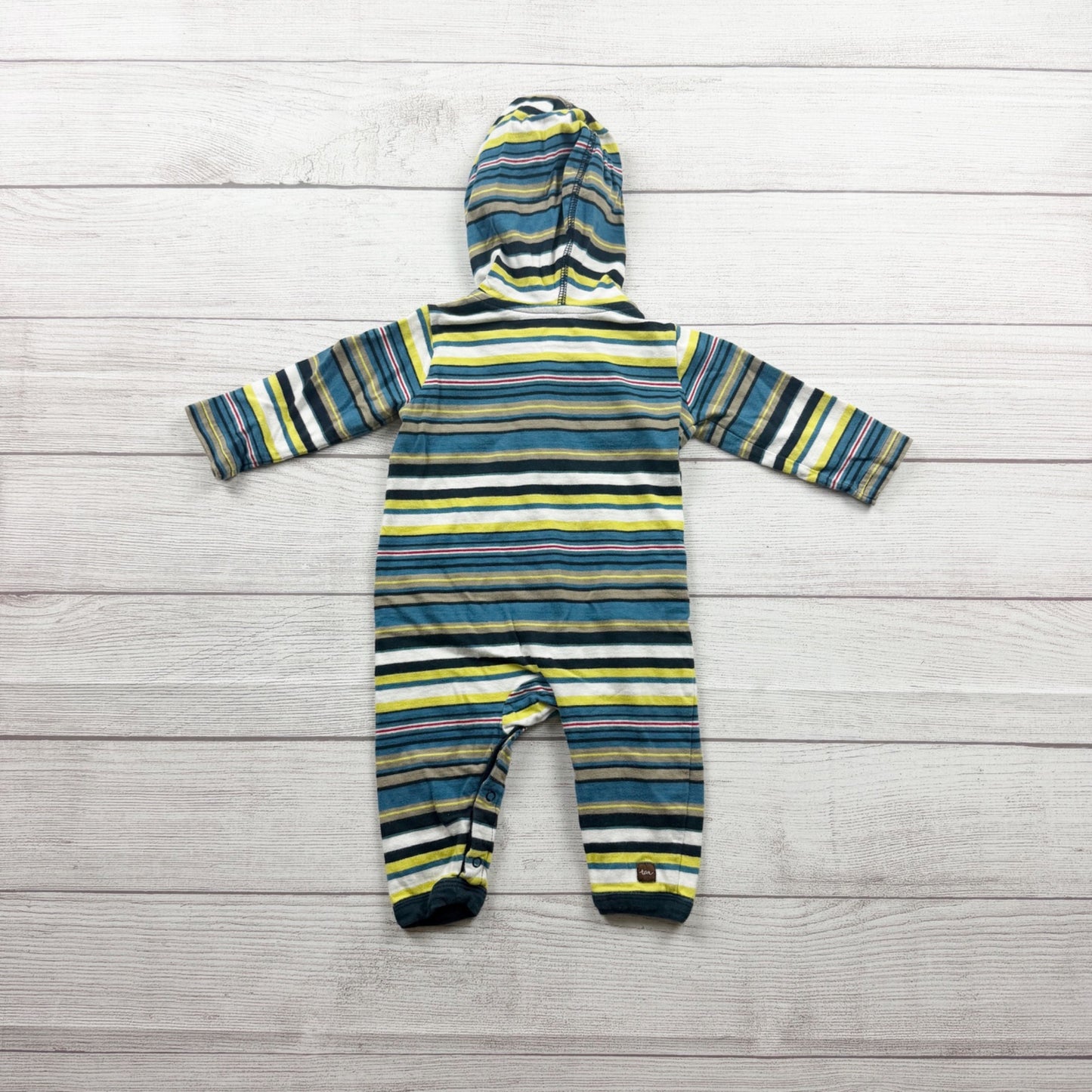 Tea Collection Baby Striped Hoodie Romper Front Pocket 3-6 Months