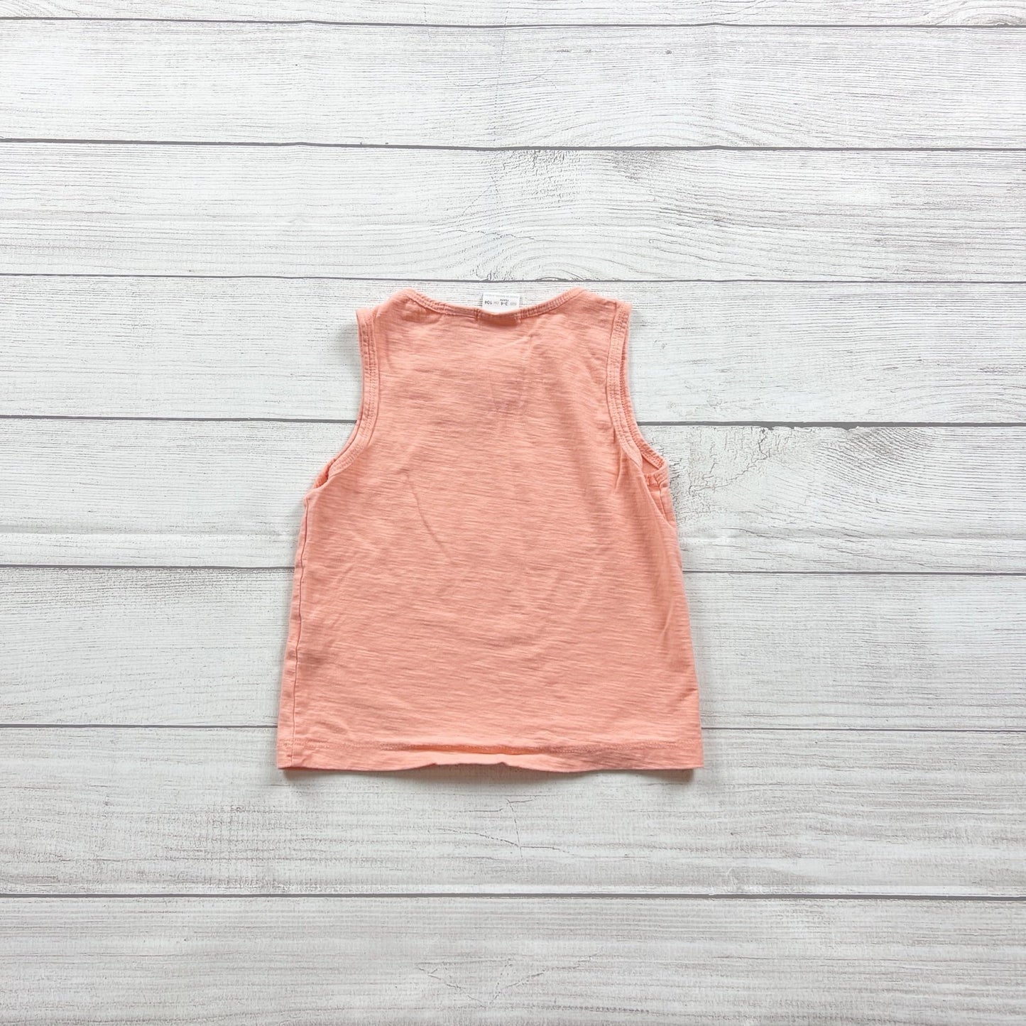 Zara Boys Peach Sleeveless Cotton Tank Top Button Accent 3-4