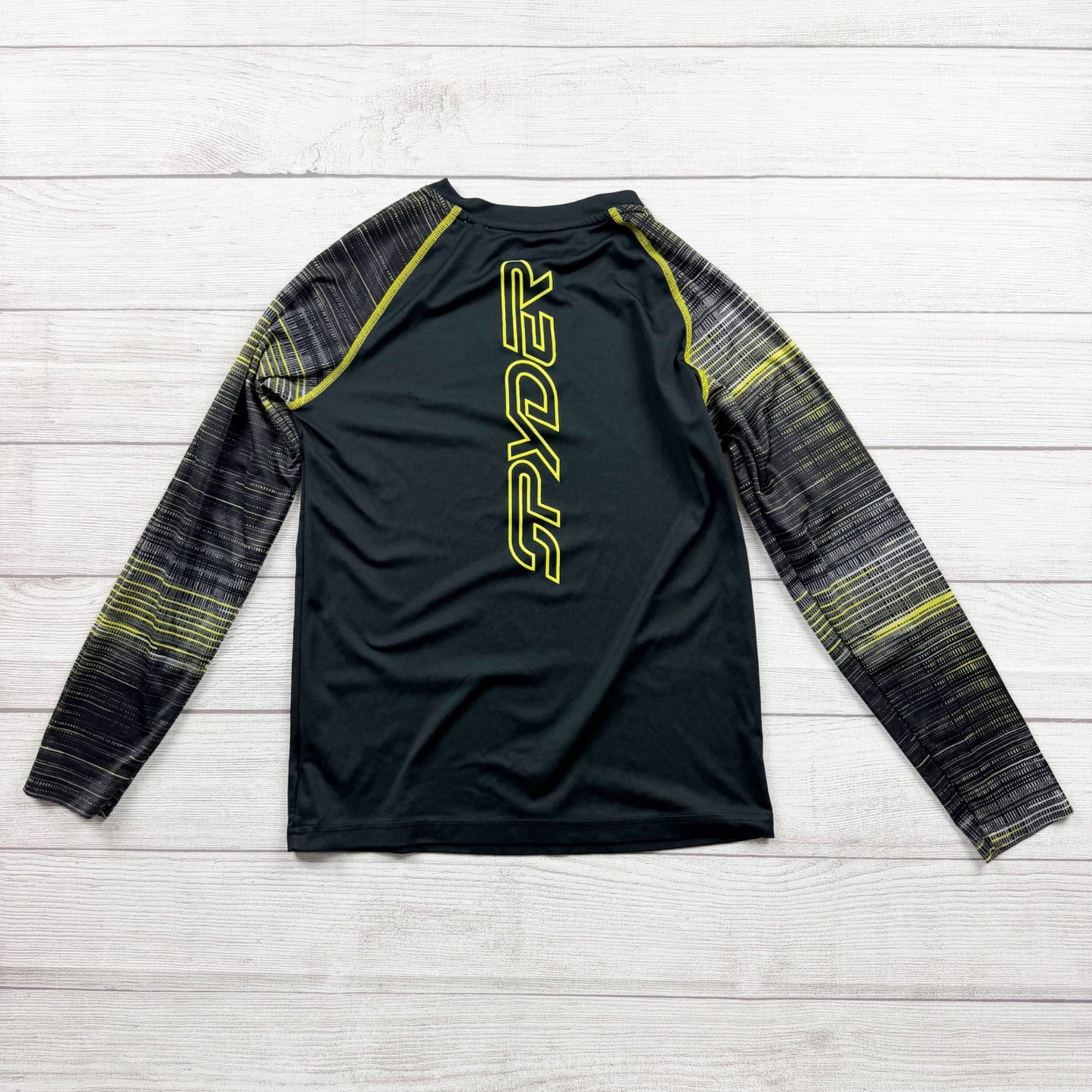 Spyder Boys Black Long Sleeve Performance Athletic Shirt Logo Graphic M