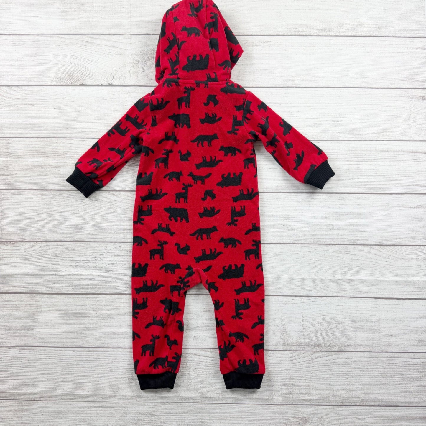 Carter’s Toddler Fleece Romper Woodland Hooded Sherpa Lined 18 Months