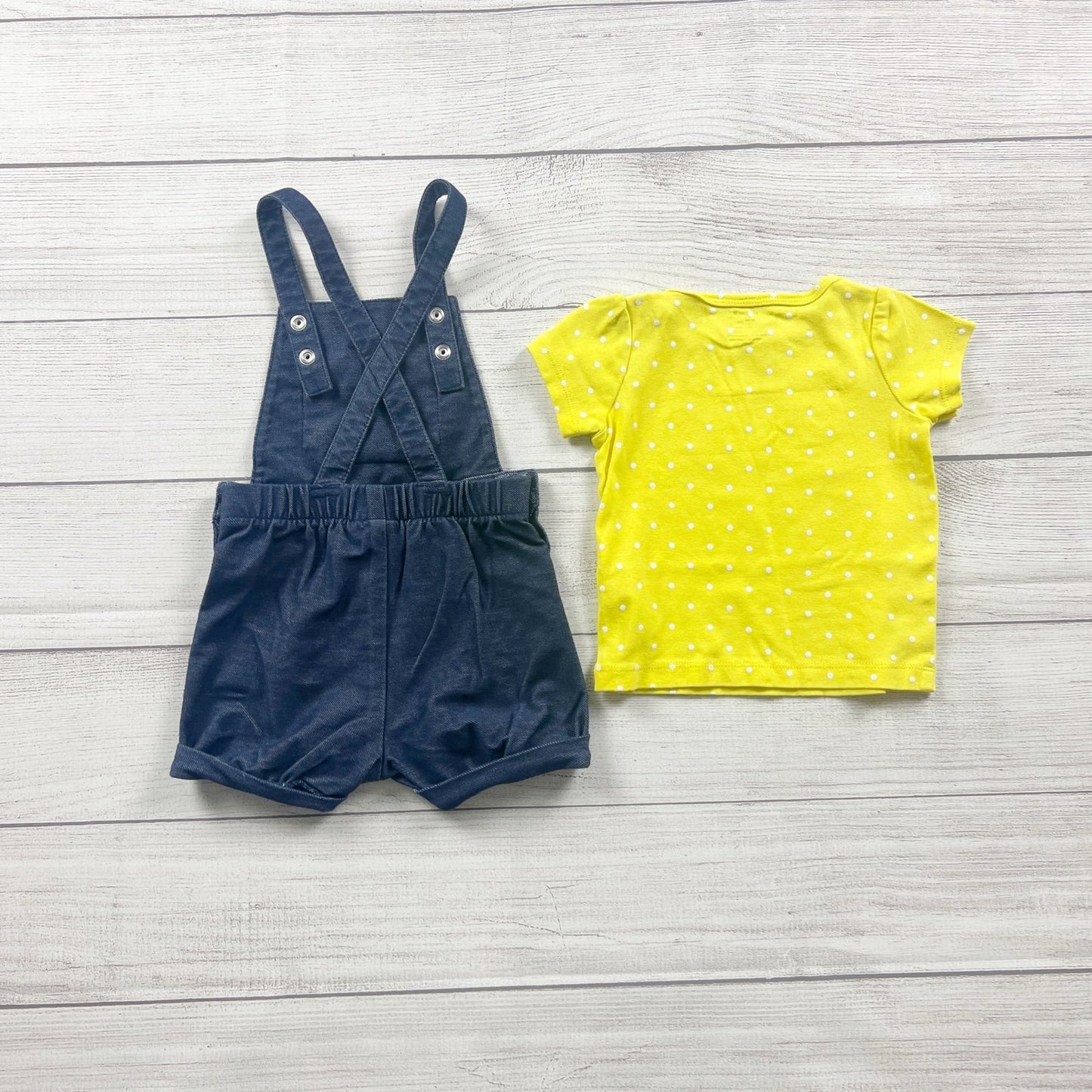 Carter’s Baby Girl Overall Shorts Denim Floral Embroidered Shortalls Set 12 Months