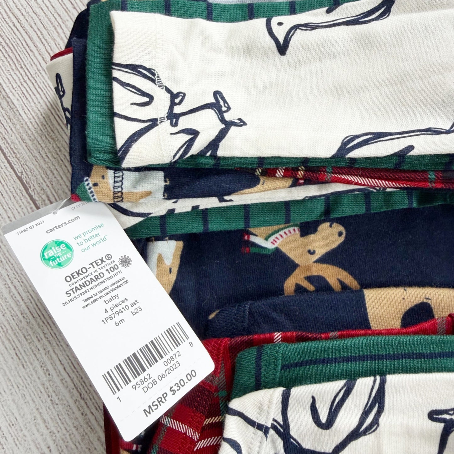 Carter’s Baby Boys Long Sleeve Bodysuits Penguin Moose 4-Pack NWT 3-6 Months