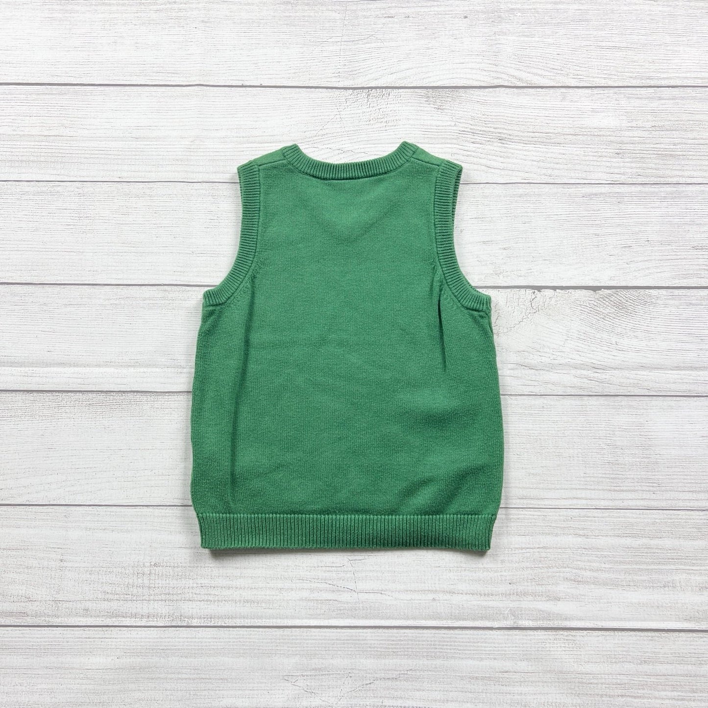 Hanna Andersson Kids Sweater Vest Green Argyle Knit V-Neck Pullover 4