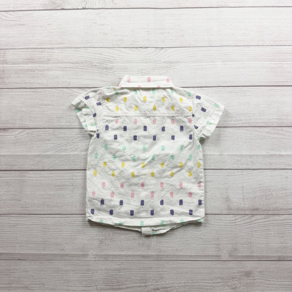 Monica + Andy Organic Cotton Popsicle Print Short Sleeve Button Up Shirt 3T