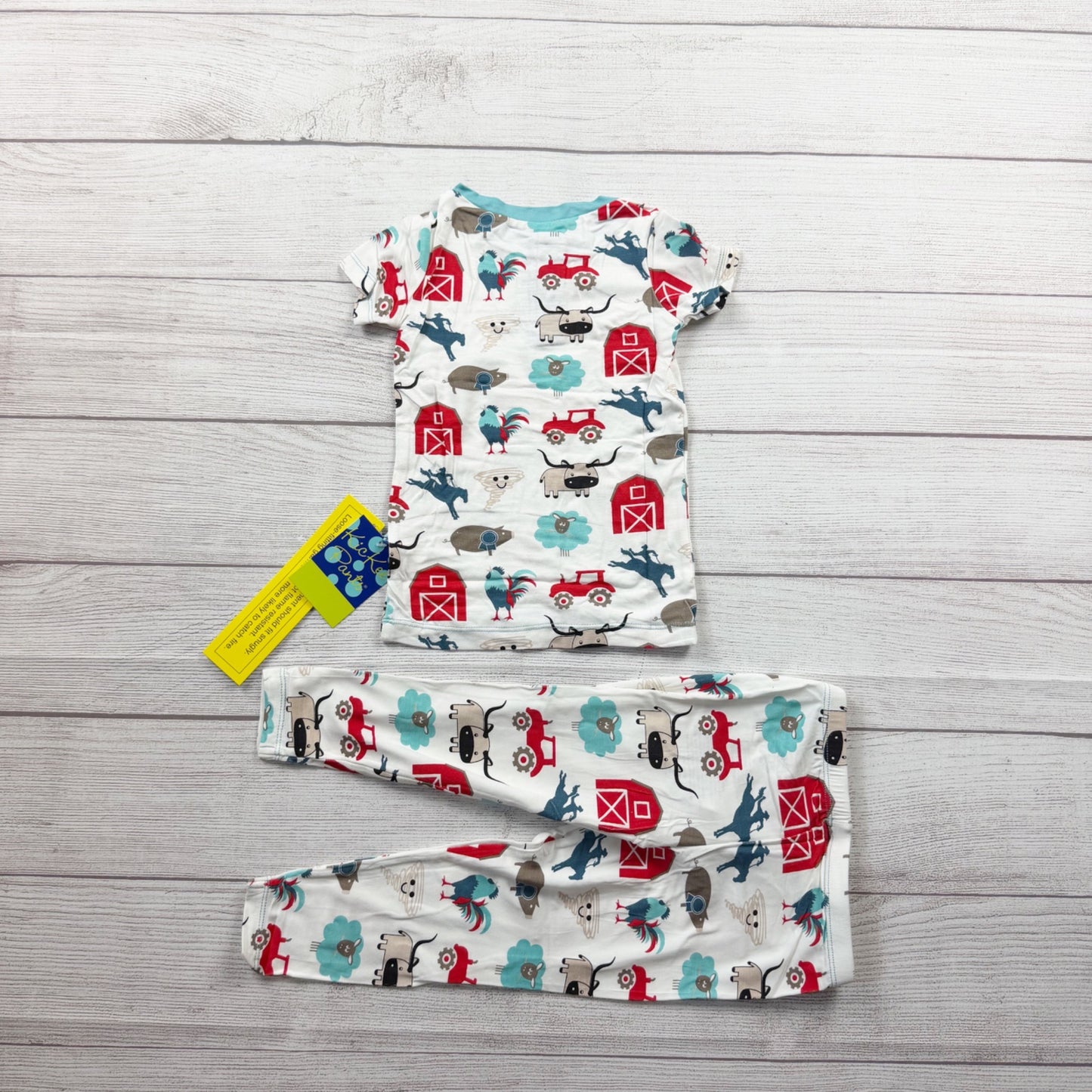 KicKee Pants Kids Farm Print Two Piece Pajama Set Snug Fit Bamboo Blend NWT 2T