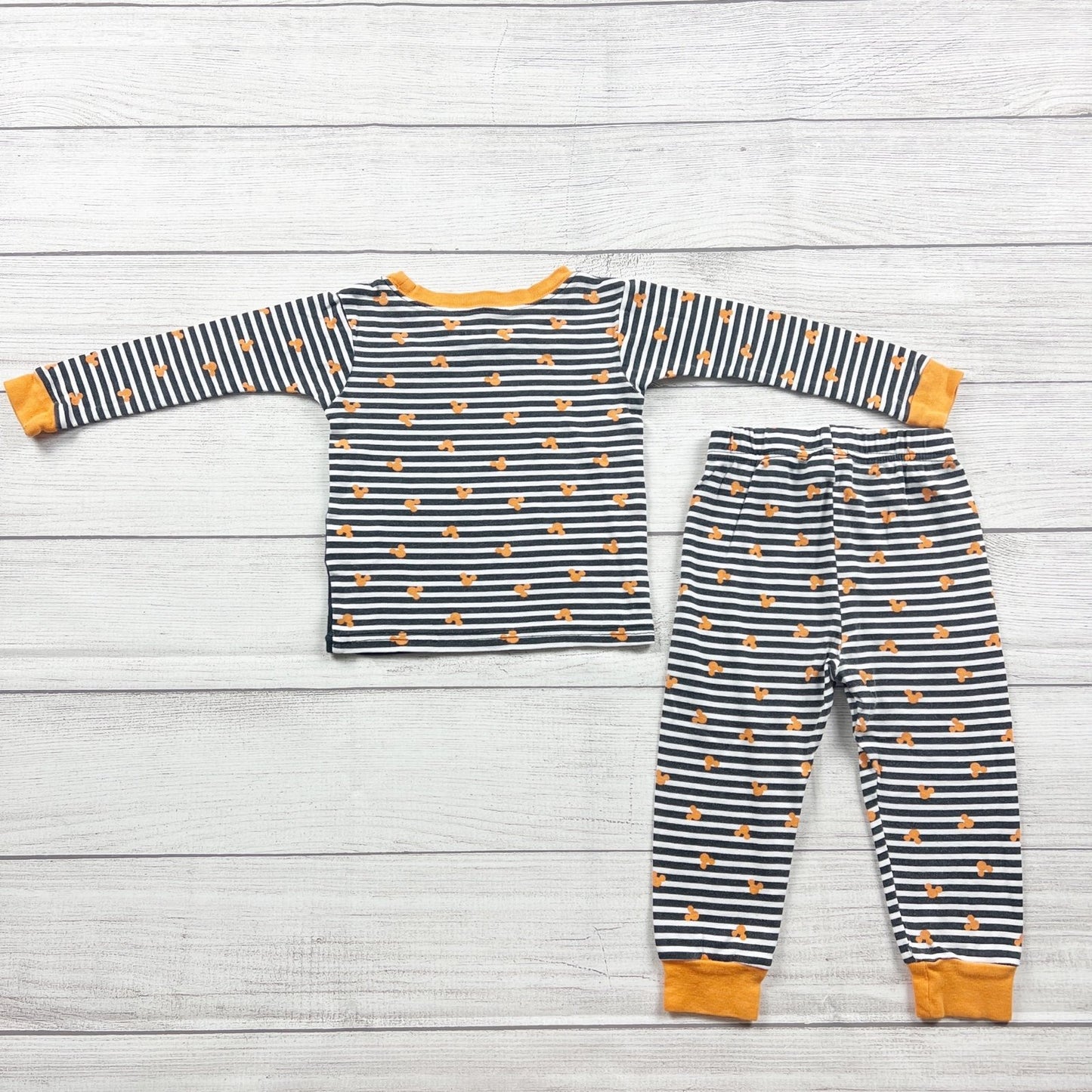 Disney Toddler Halloween Pajamas Mickey Mouse Skeleton Striped 2pc Set 2T