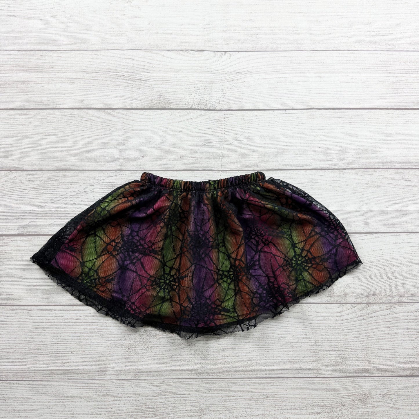 Toddler Halloween Tutu Skirt Spiderweb Print Black Overlay Costume Skirt 2T