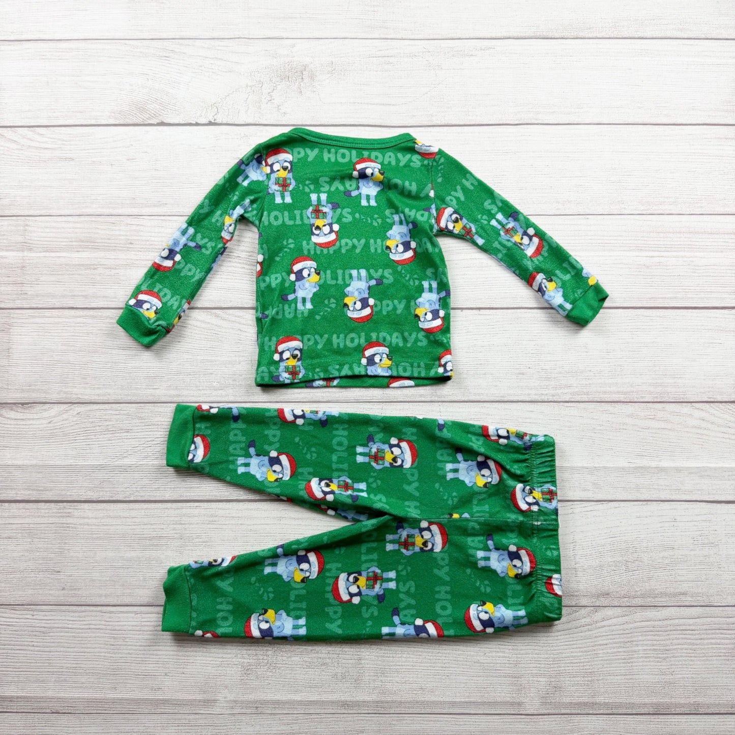 Bluey Green Toddler Holiday Pajama Set Long Sleeve 2 Piece 2T