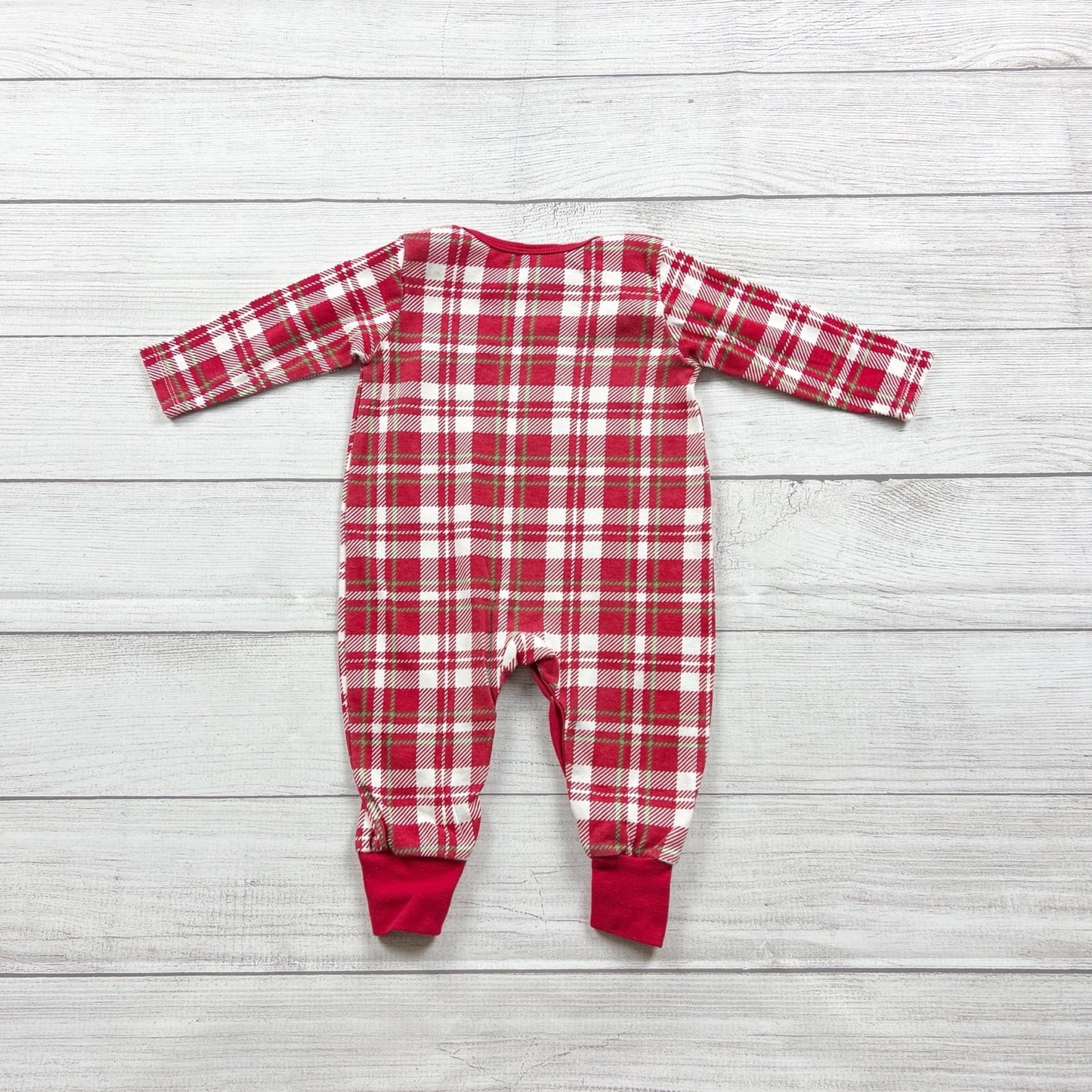 Tesa Babe Red Plaid Christmas Baby Pajamas Long Sleeve Romper 12-18 Months