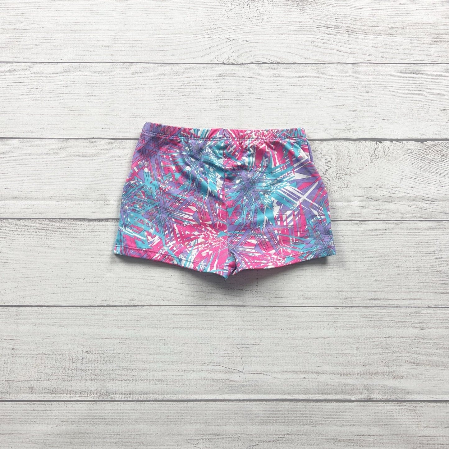 Freestyle Danskin Girls Shorts Pink Blue Geometric Athletic Dance Shorts 6-6X