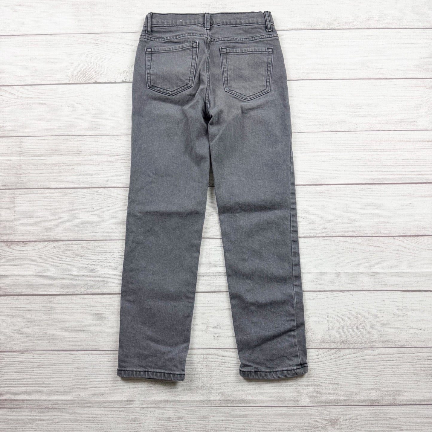 Children’s Place Girls Gray Relaxed Straight Jeans With Studded Accents 8