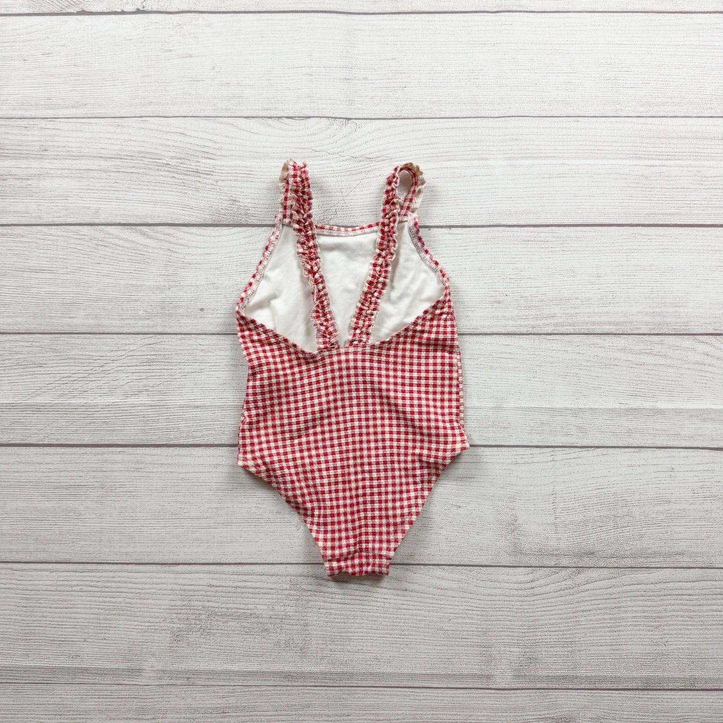 Old Navy Disney Toddler Girls Red Gingham Minnie Mouse Swimsuit 2T