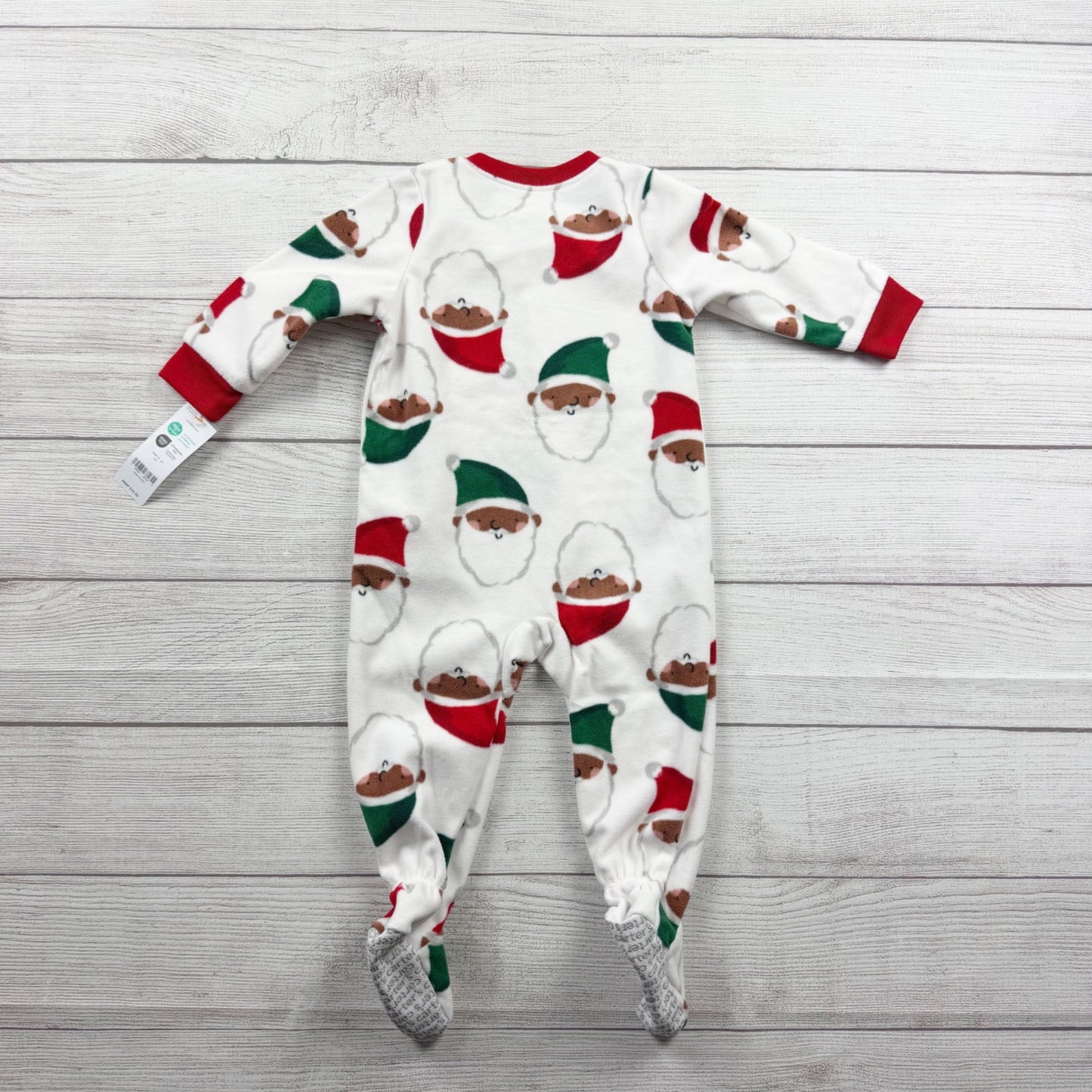 Carter’s Baby Fleece Footed Pajamas Santa Print Zip Up Sleeper NWT 12 Months