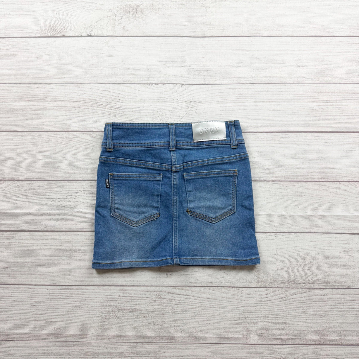 DKNY Girls Blue Denim Mini Skirt Pockets 10