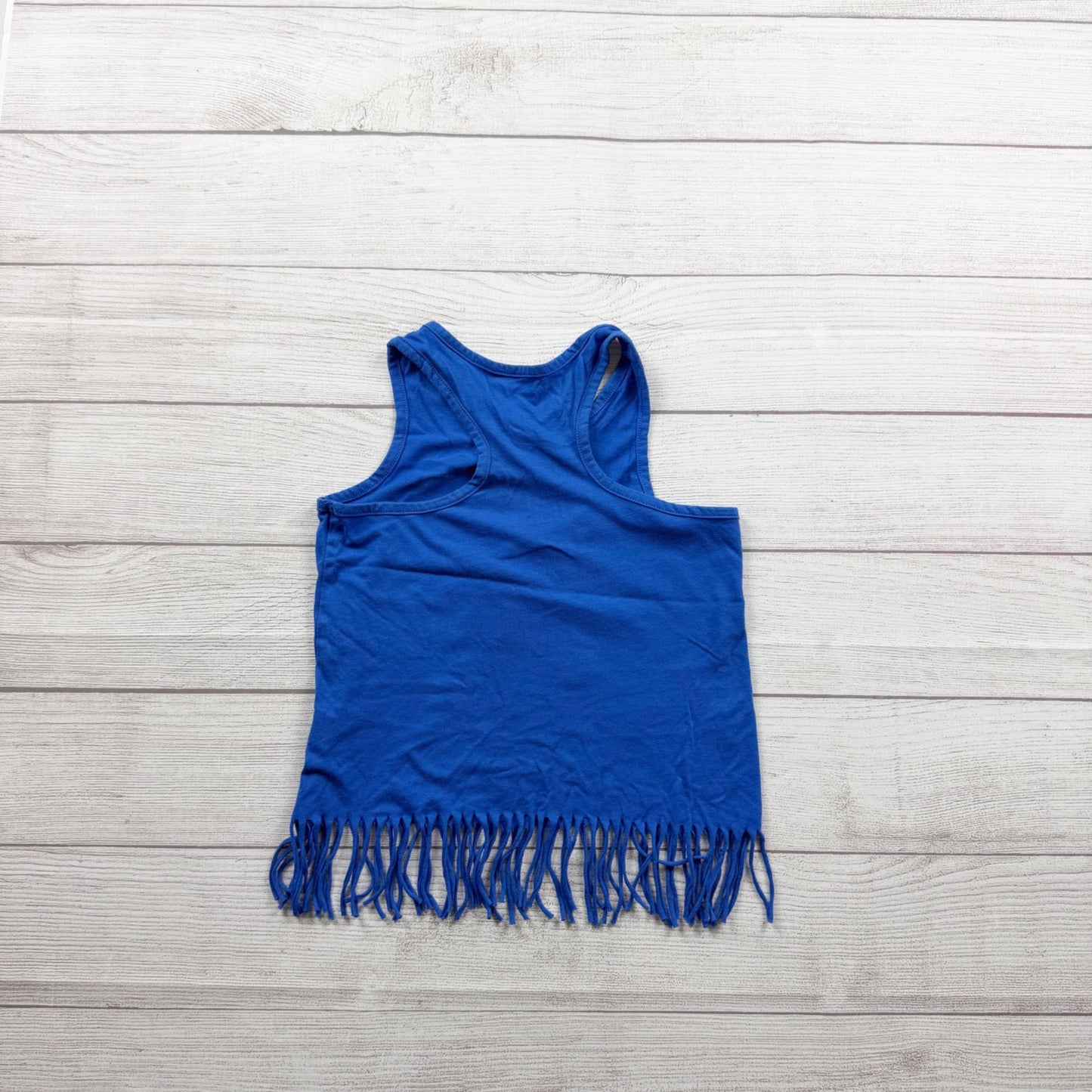 Children’s Place Girls Blue Fringe "Beach Vibes" Graphic Tank Top M 7-8