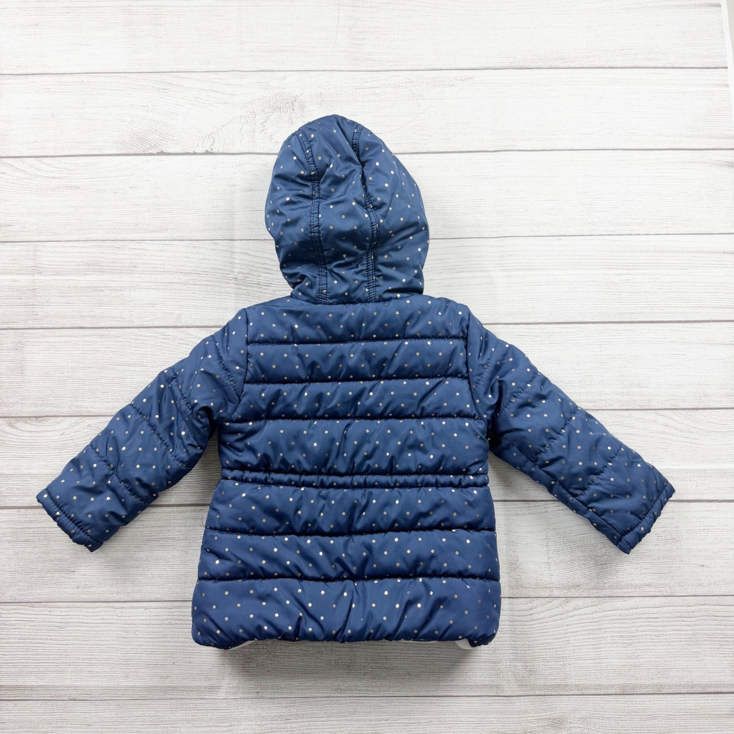 Carter’s Toddler Girls Winter Coat Polka Dot Faux Fur Hooded Jacket 3T