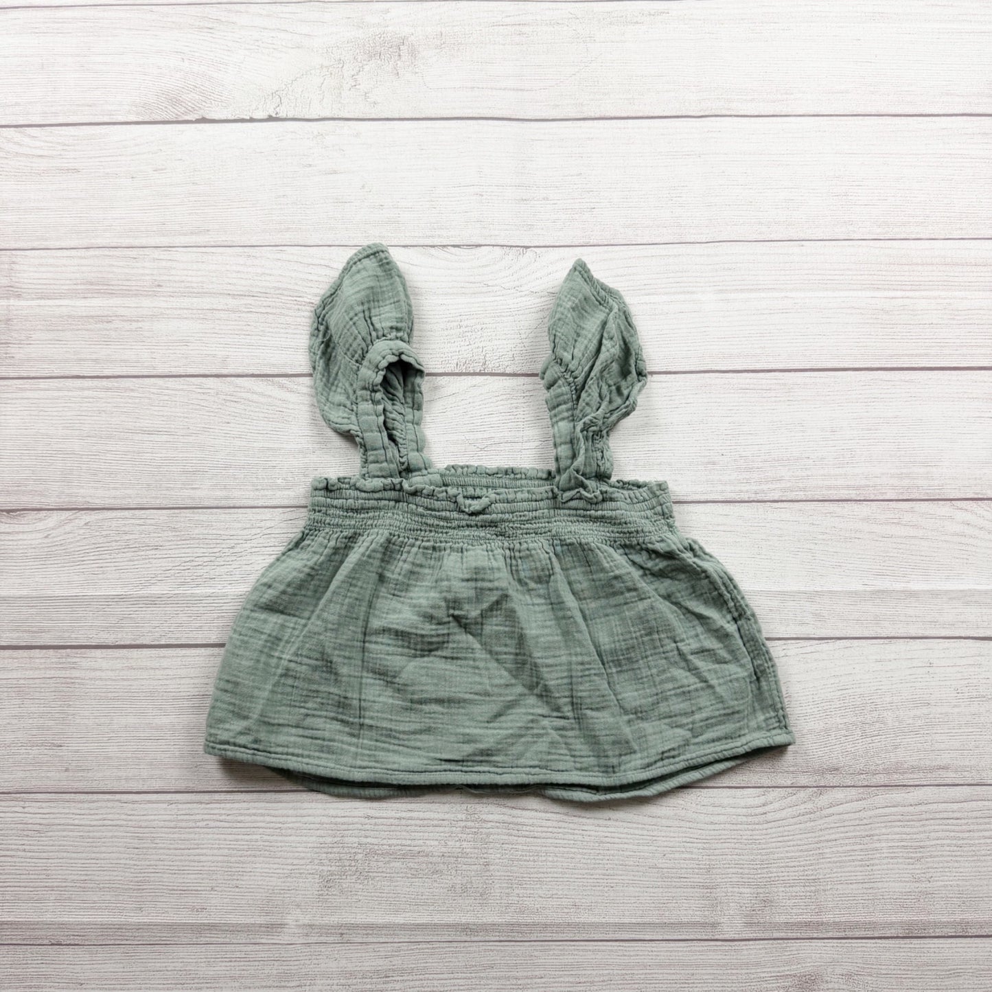 Gap Girls Sage Green Crinkle Cotton Sleeveless Top M 8-9