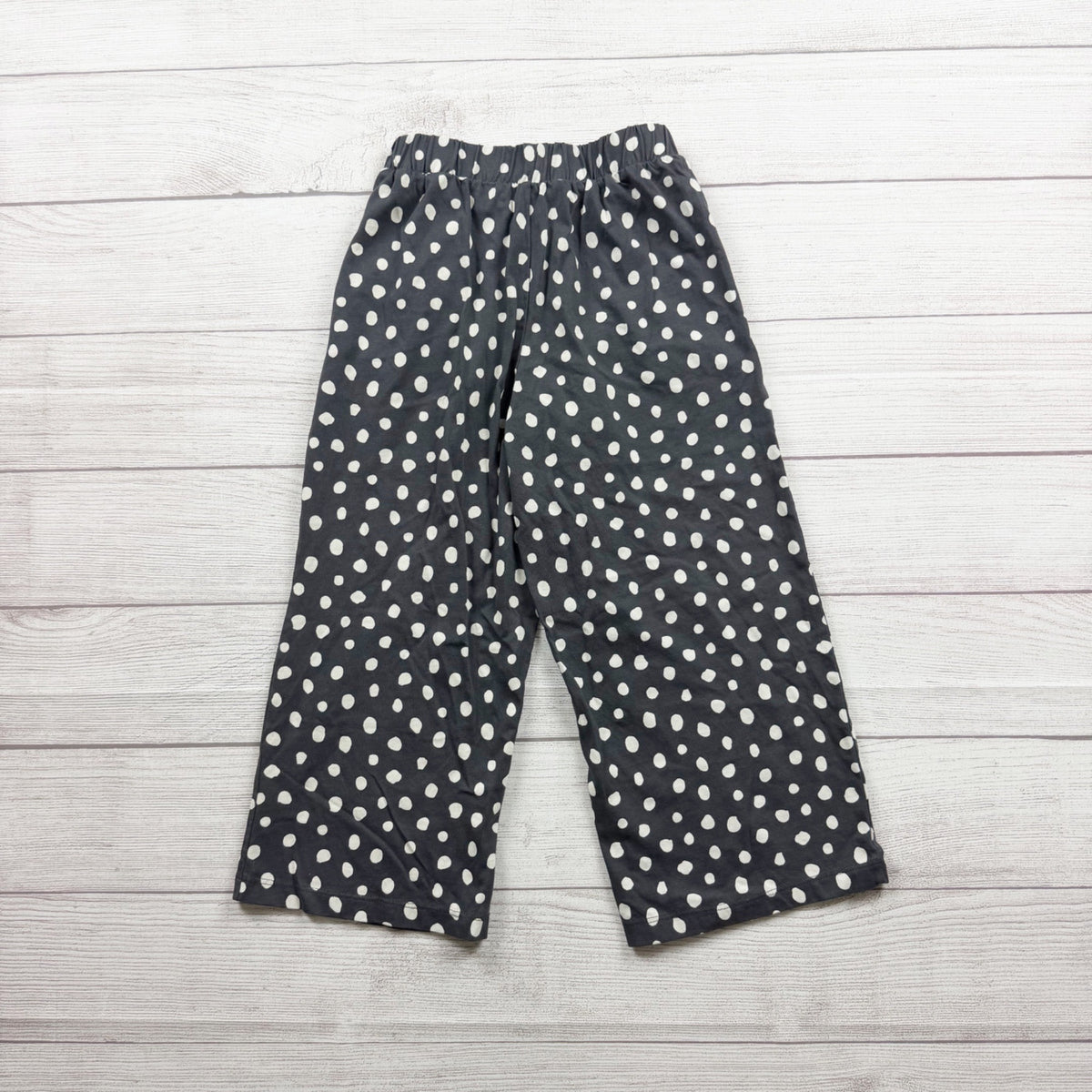 Hanna Andersson Polka Dot Girls Wide Leg Pants Black White S 6-7
