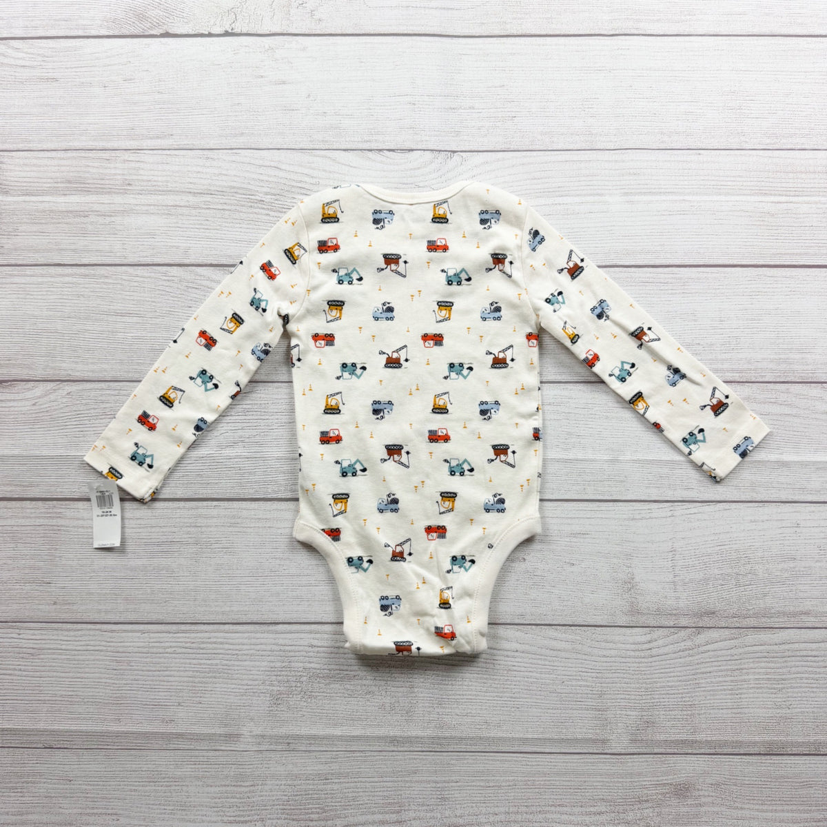 Old Navy Baby Boys Construction Print Long Sleeve Bodysuit NWT 18-24 Months