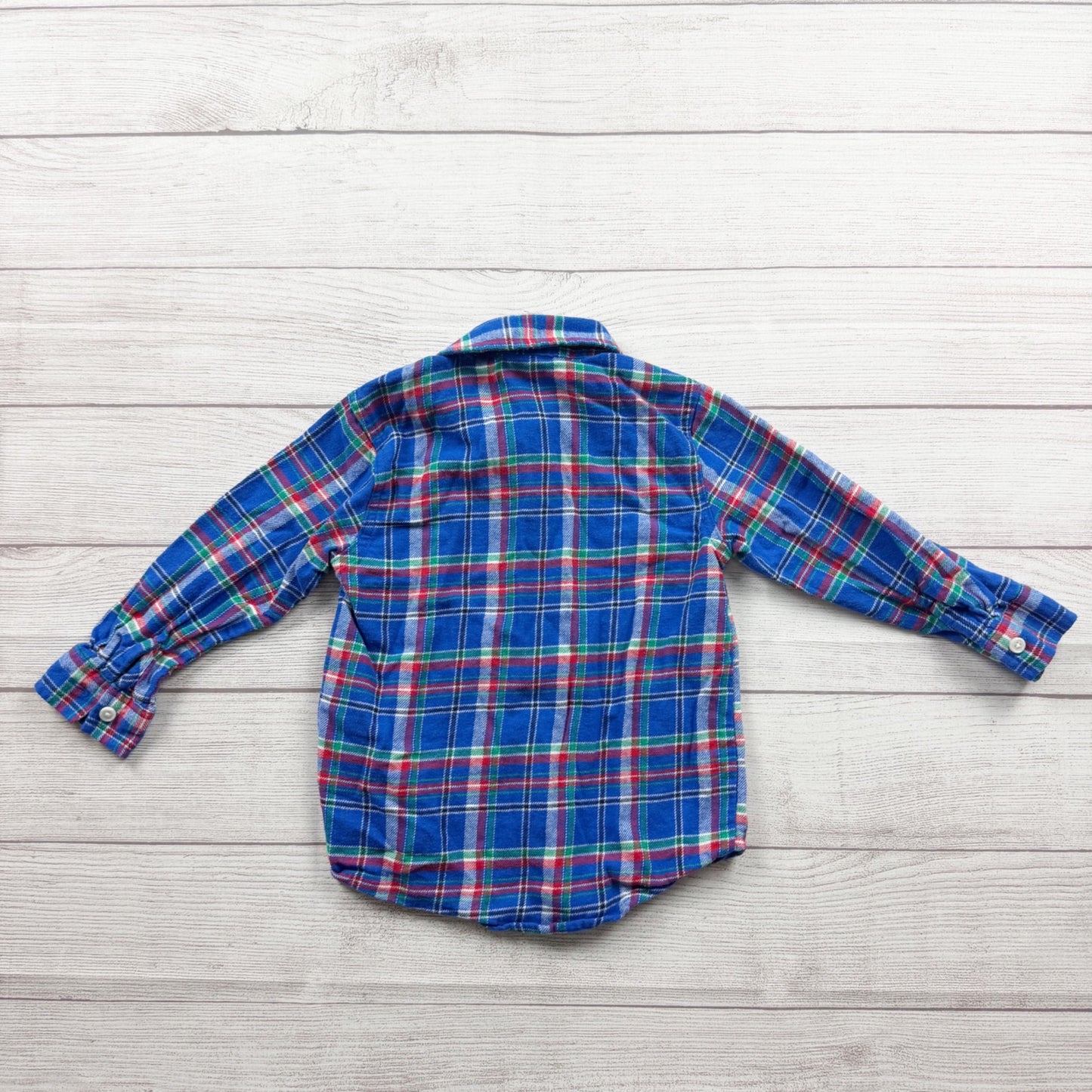 Old Navy Toddler Boys Blue Plaid Button-Up Flannel Shirt Long Sleeve 5T