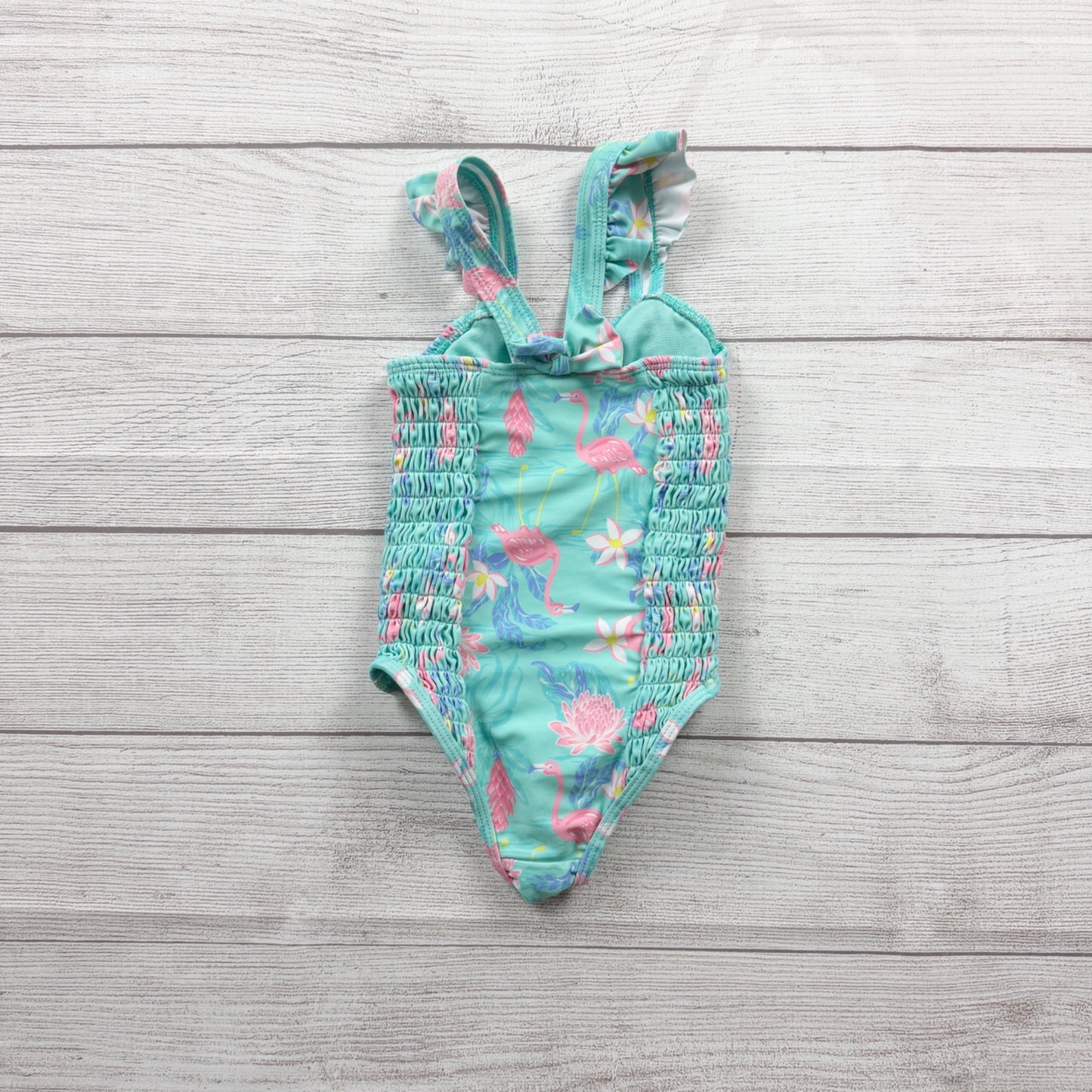 Tommy Bahama Toddler Girls Swimsuit Flamingo Floral Smocked One Piece 3T