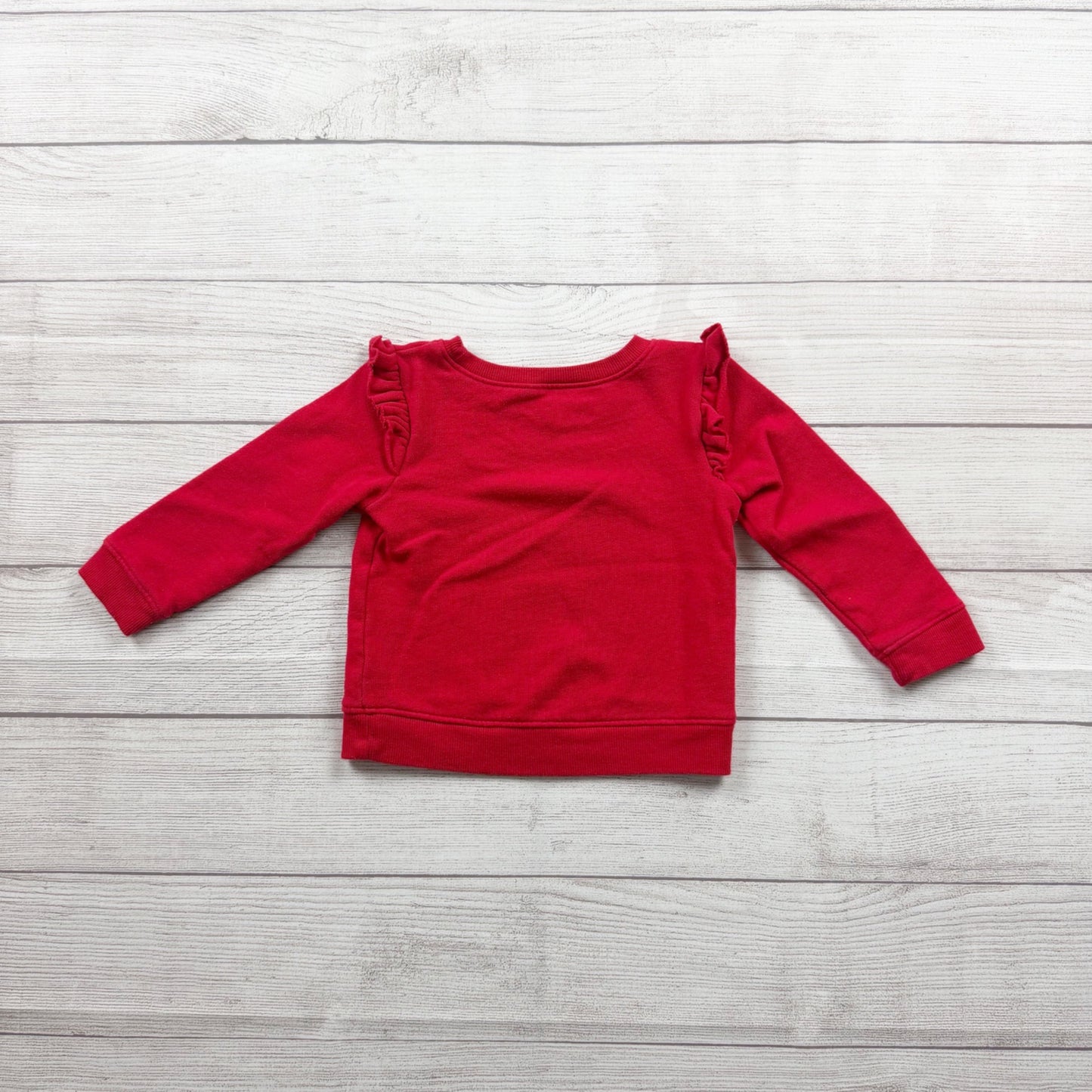 Disney Minnie Mouse Toddler Sweatshirt Red Ruffle Shoulder Bow Graphic 2T