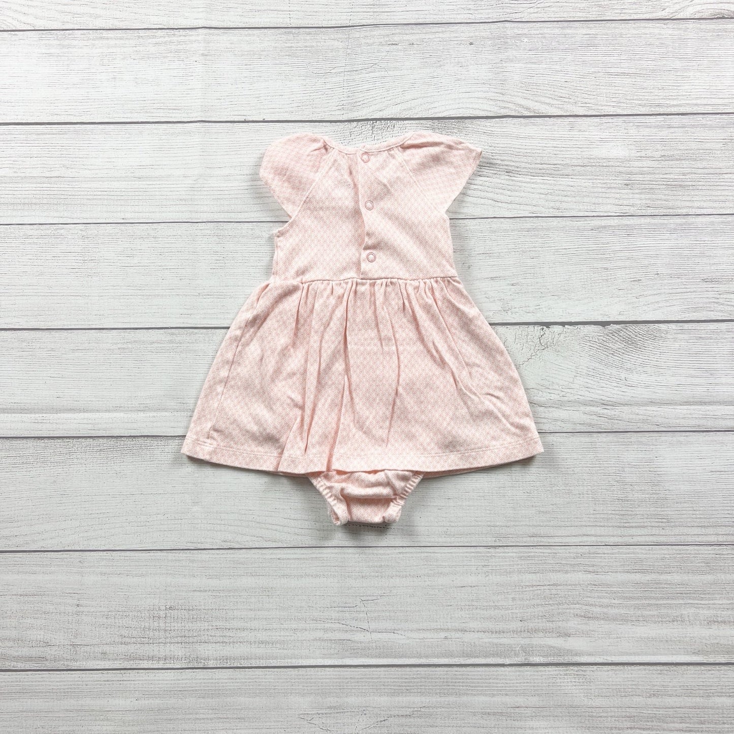 Carter’s Baby Girl Dress Bodysuit Pink Embroidered Flutter Sleeve One Piece 12 Months