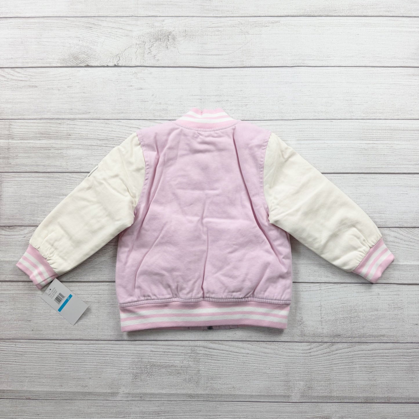 London Fog Toddler Girls Varsity Jacket Pink Sherpa Lined Bomber Zip Up 3T